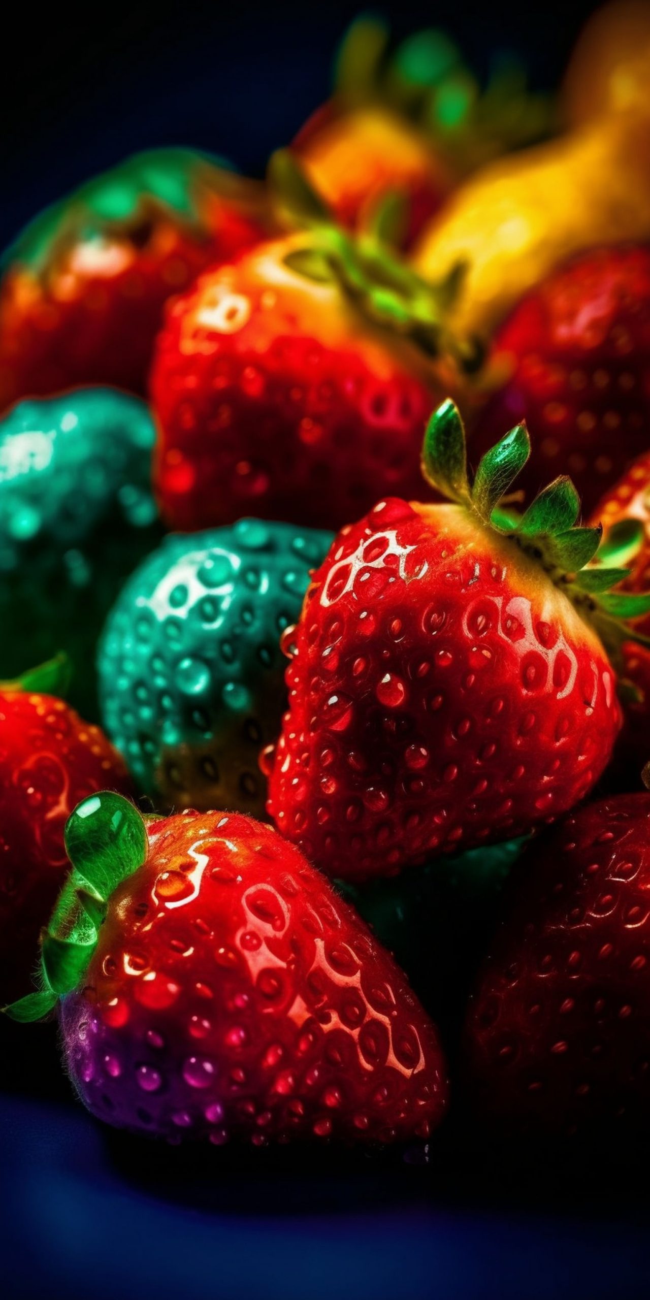 Arte Fresas ricos colores Arcoíris