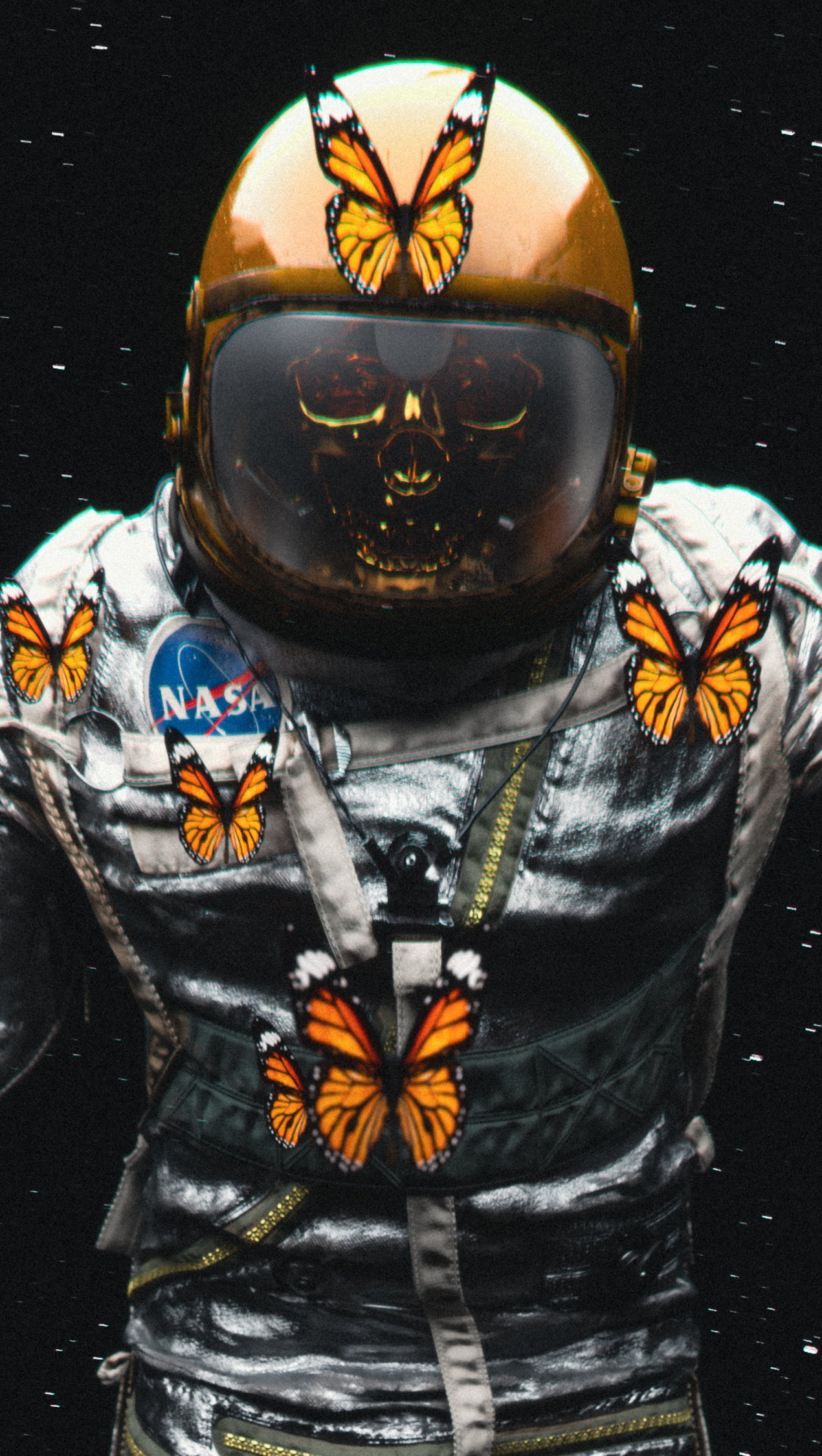 Astronauta con mariposas