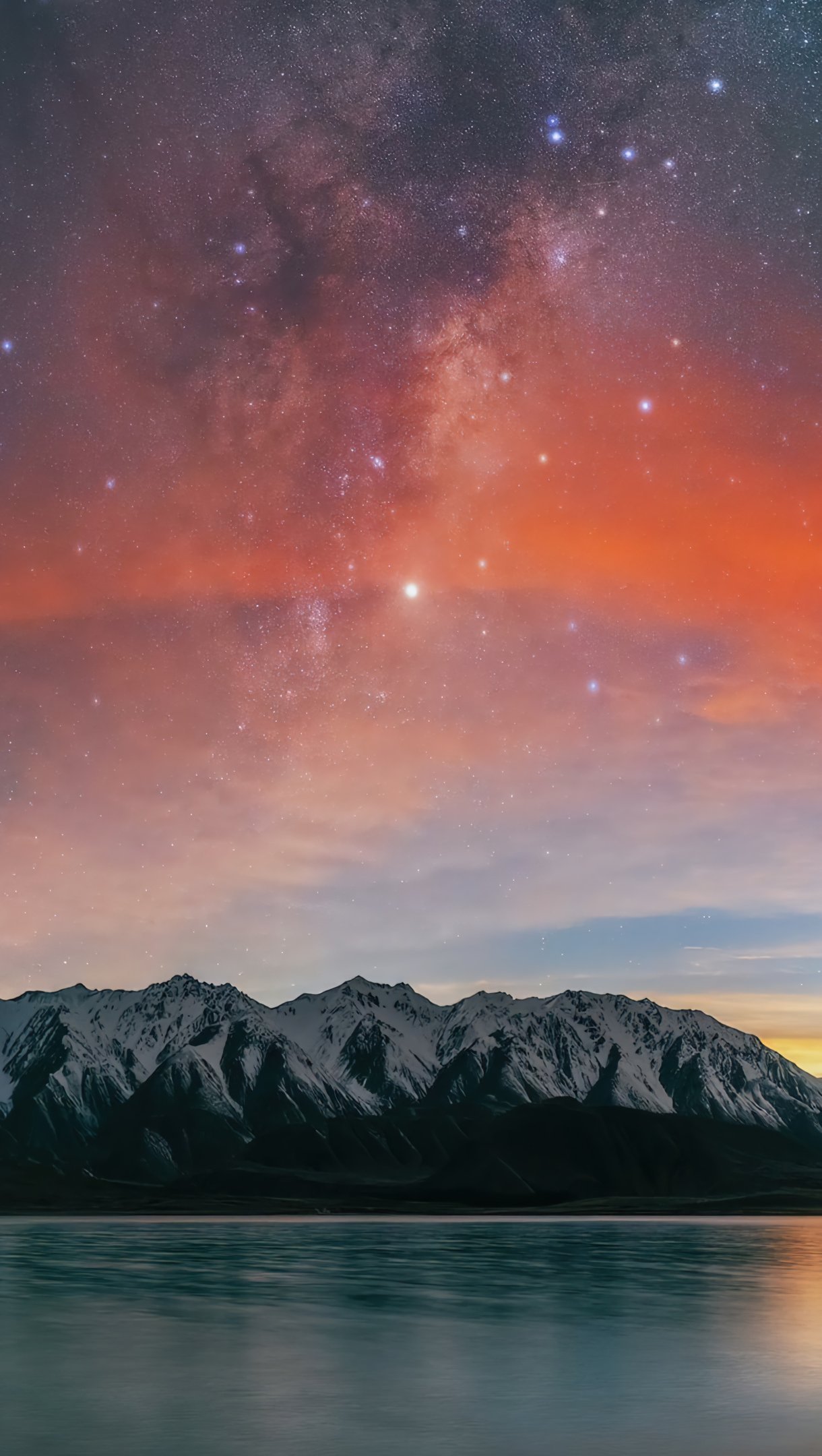 Atardecer con estrellas en Nueva Zelanda