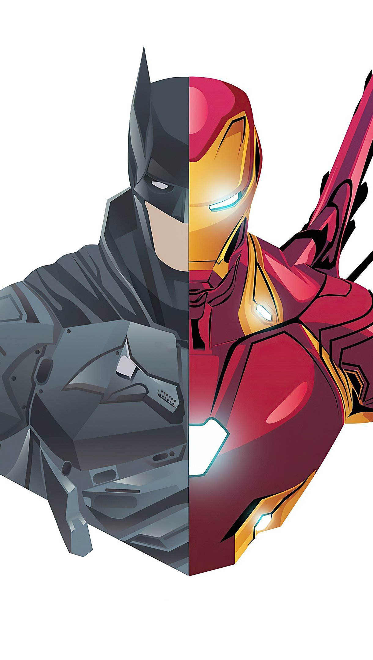 Batman y Iron Man en estilo minimalista