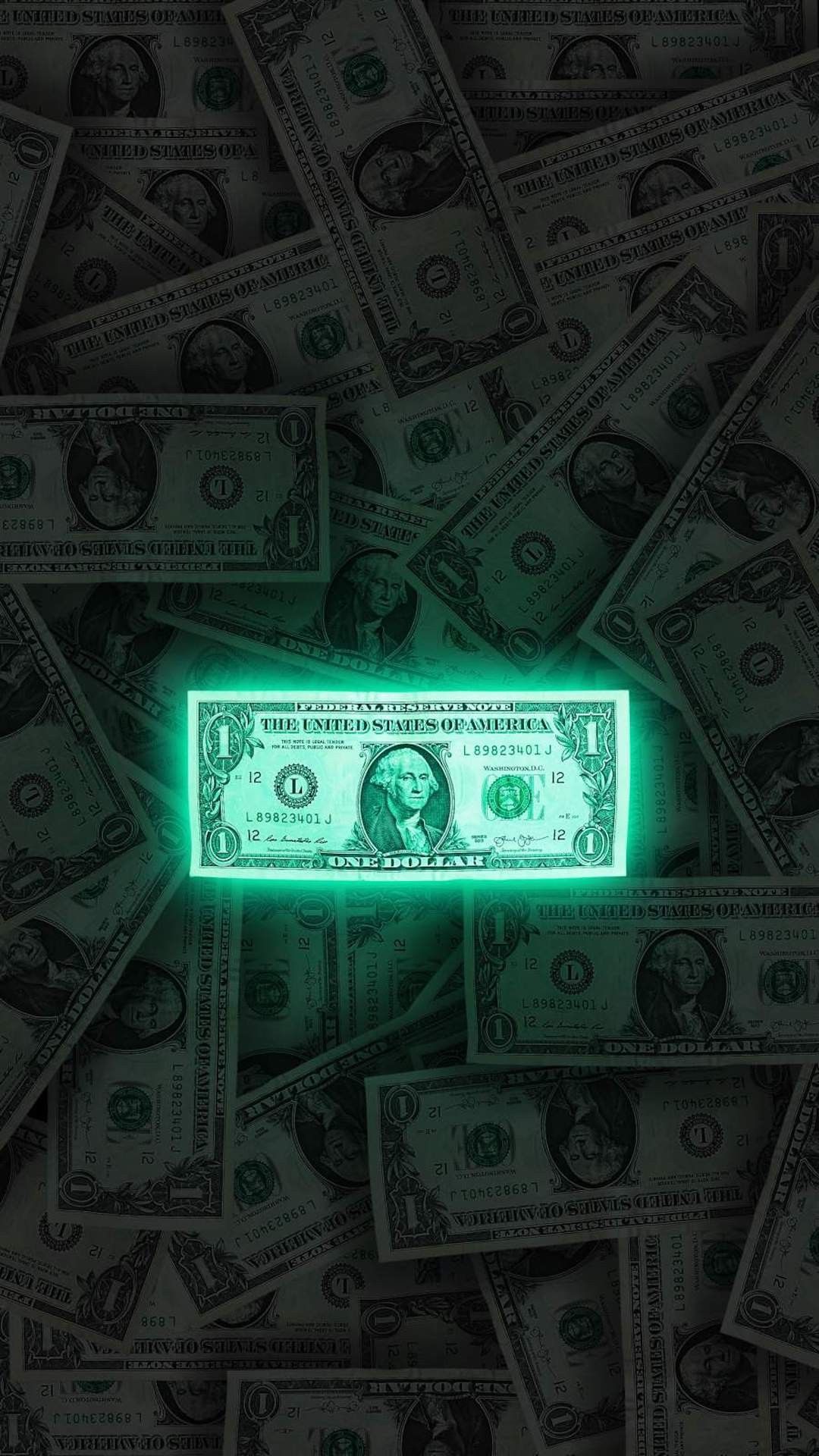 Billetes de dolar verde neon