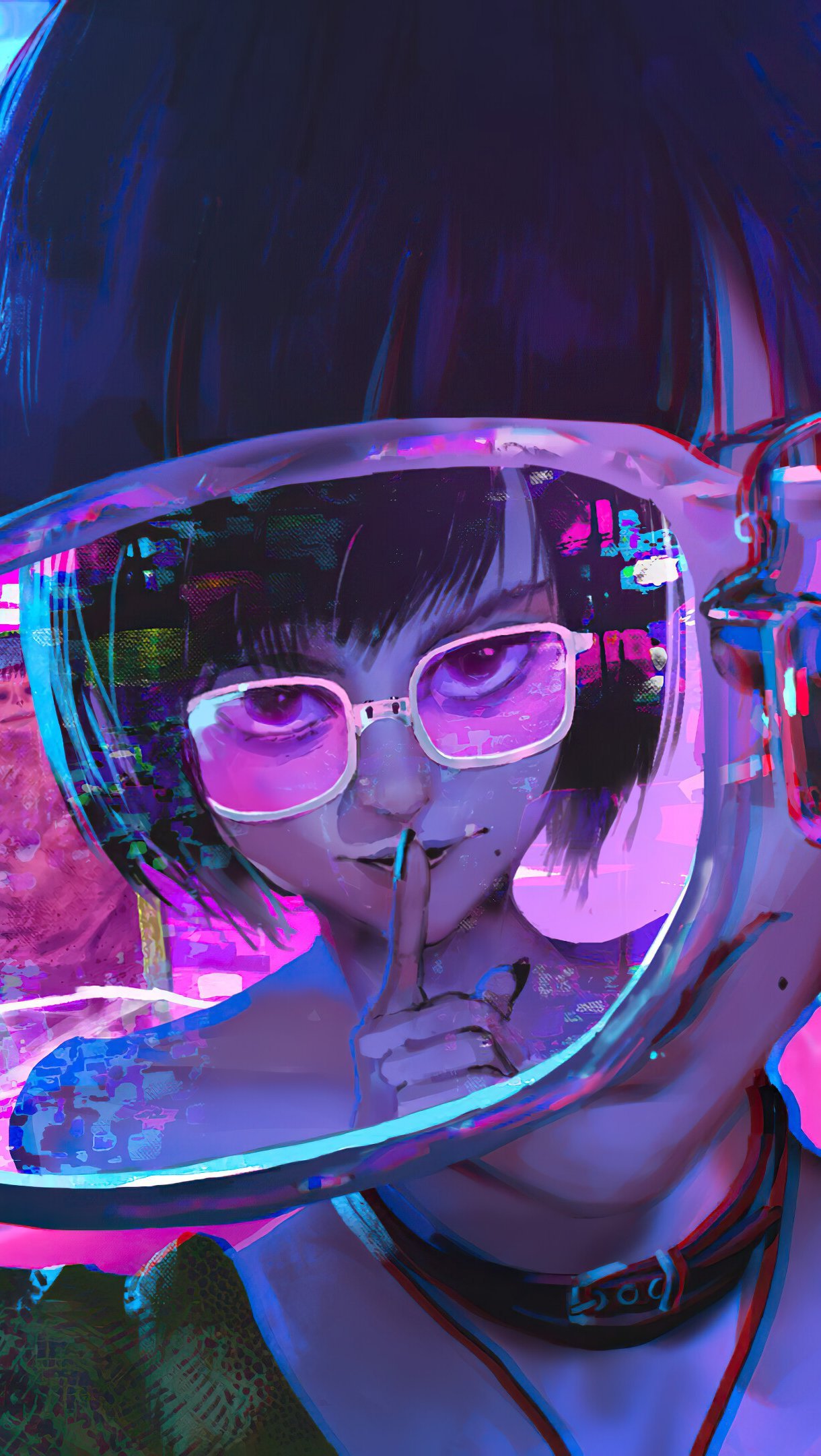 Chica Cyberpunk a través de lentes