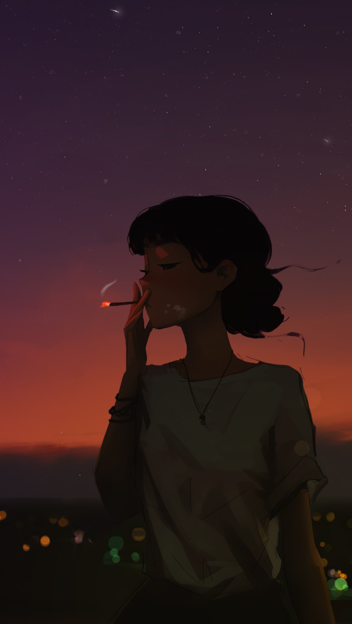 Chica Lofi fumando