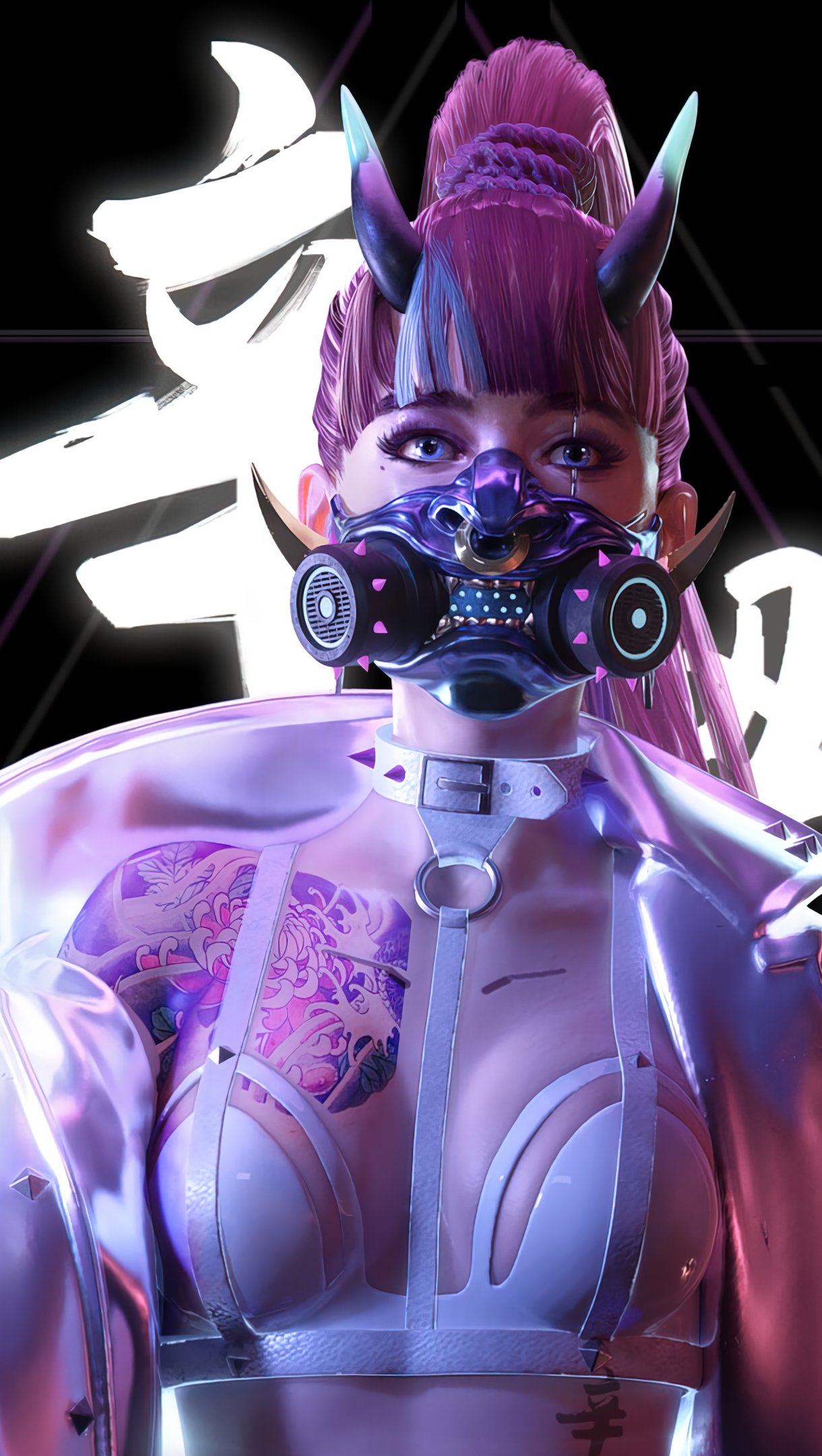 Chica con mascarilla Cyberpunk