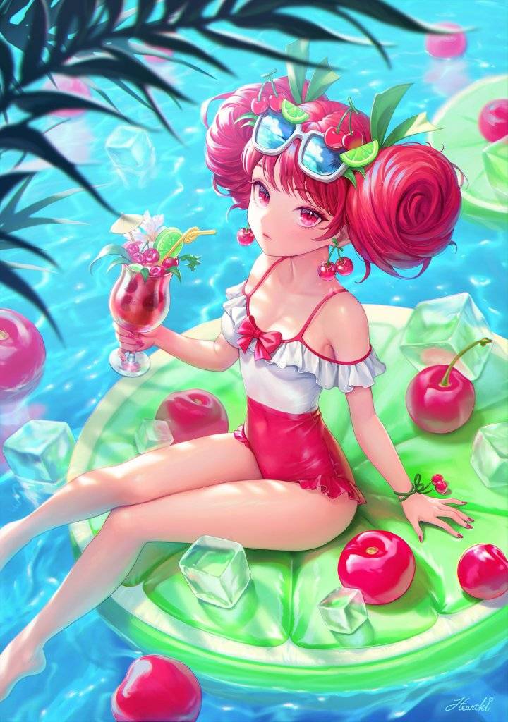 Chica pink de vacaciones de verano