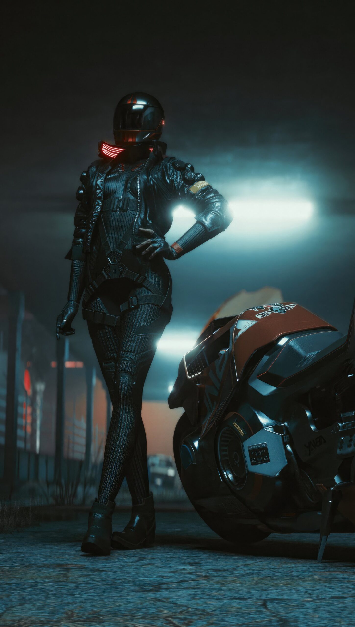 Cyberpunk 2077 Mujer motociclista