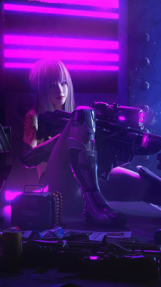 Cyberpunk Chica francotirador