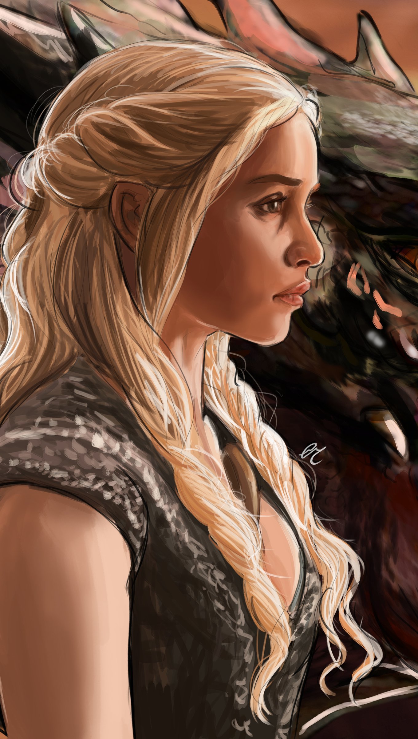 Daenerys Targaryen con dragón Fanart