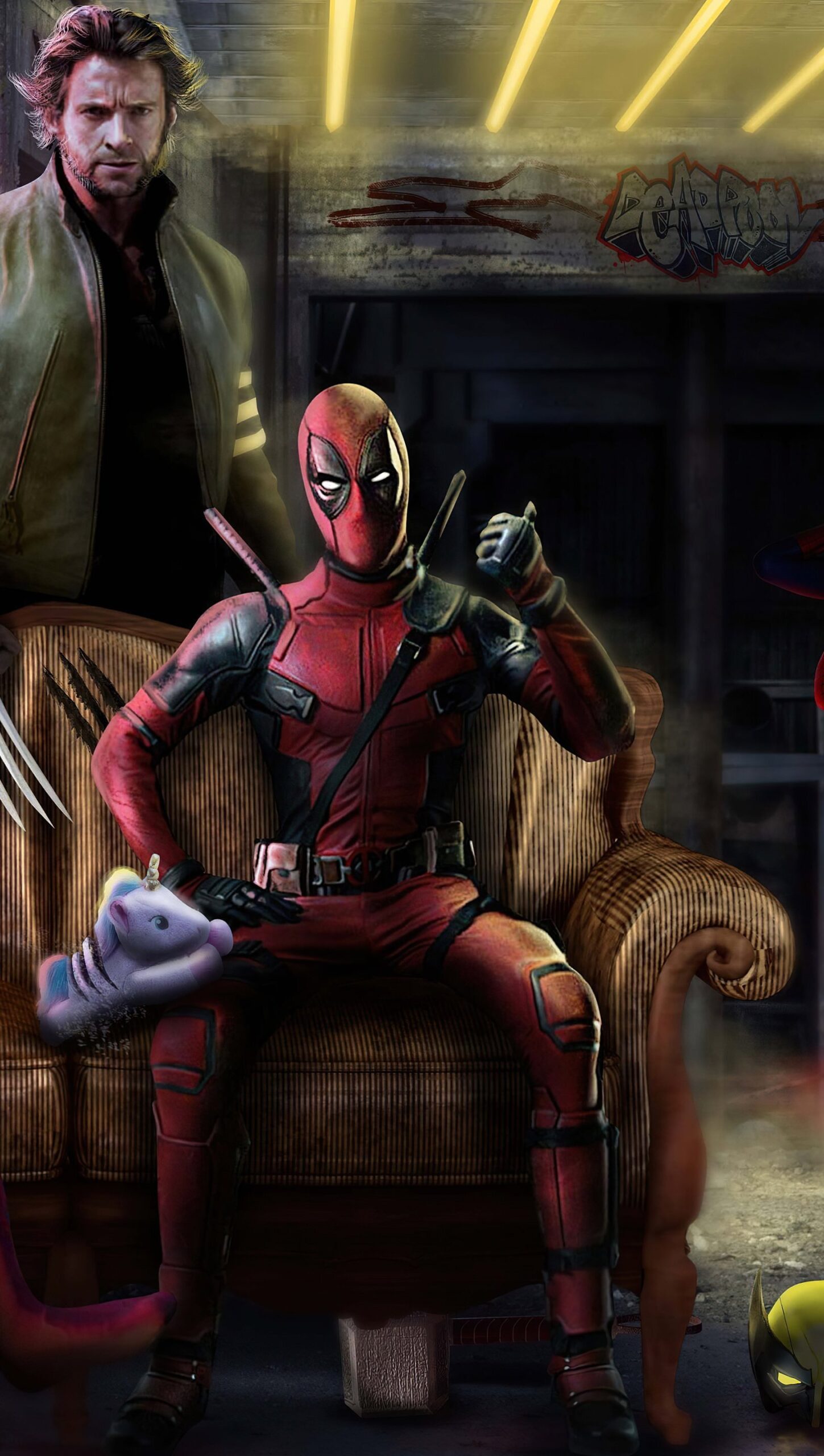 Deadpool, hombre araña y Wolverine