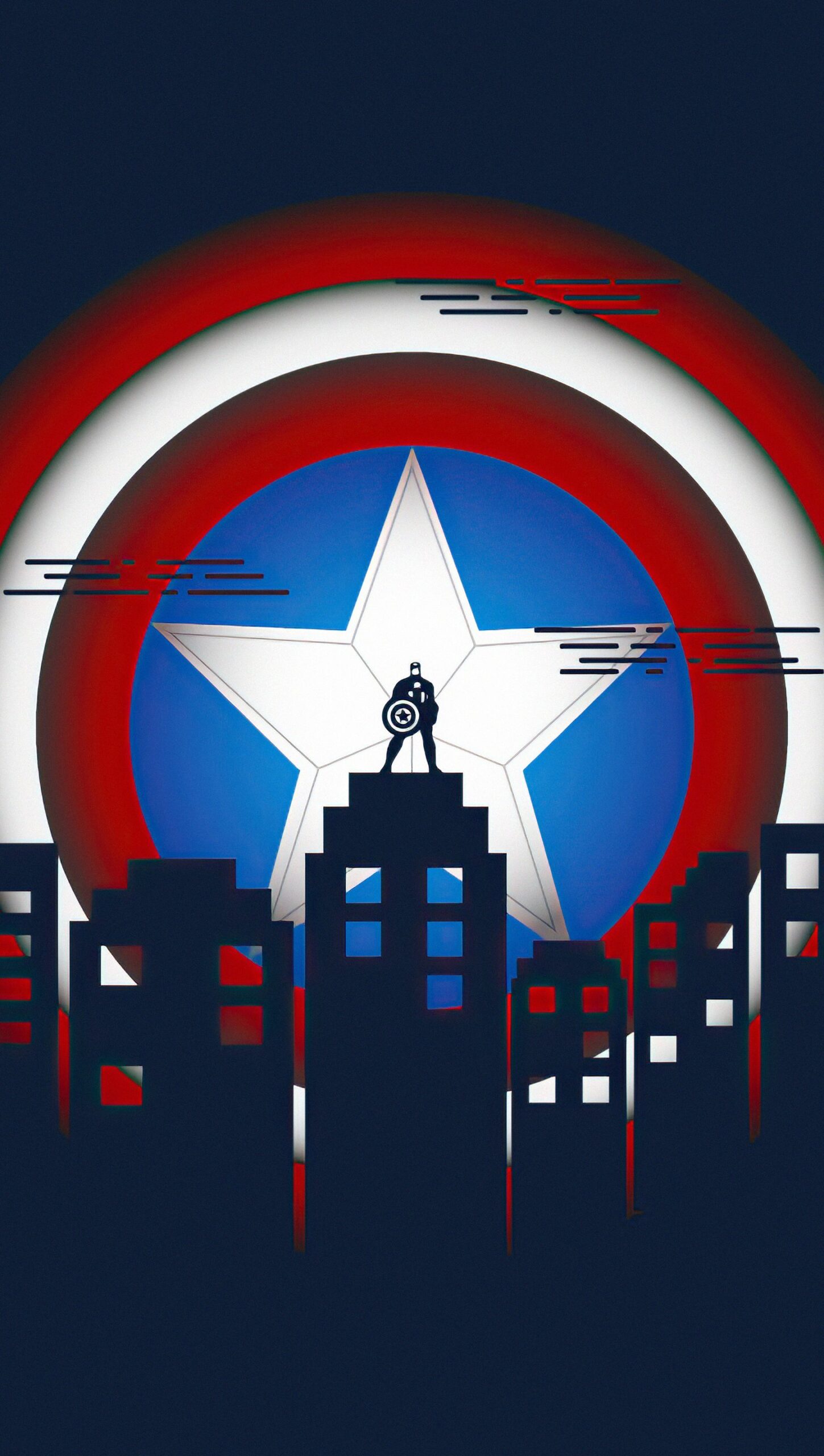 Escudo de Capitan America con ciudad