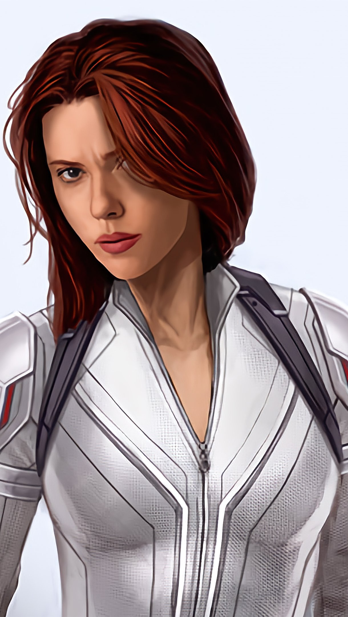 Fan Art de Black Widow en traje blanco