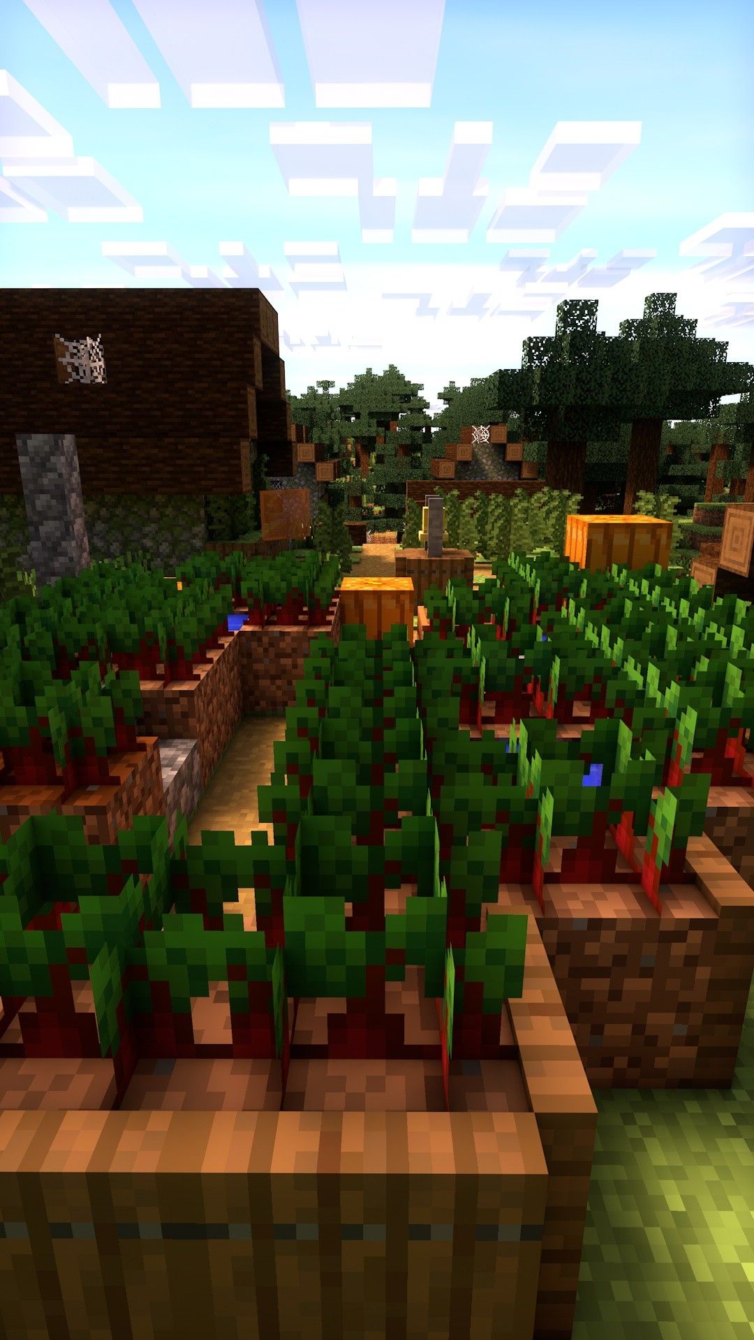 Fondo de Minecraft con cultivo de plantas