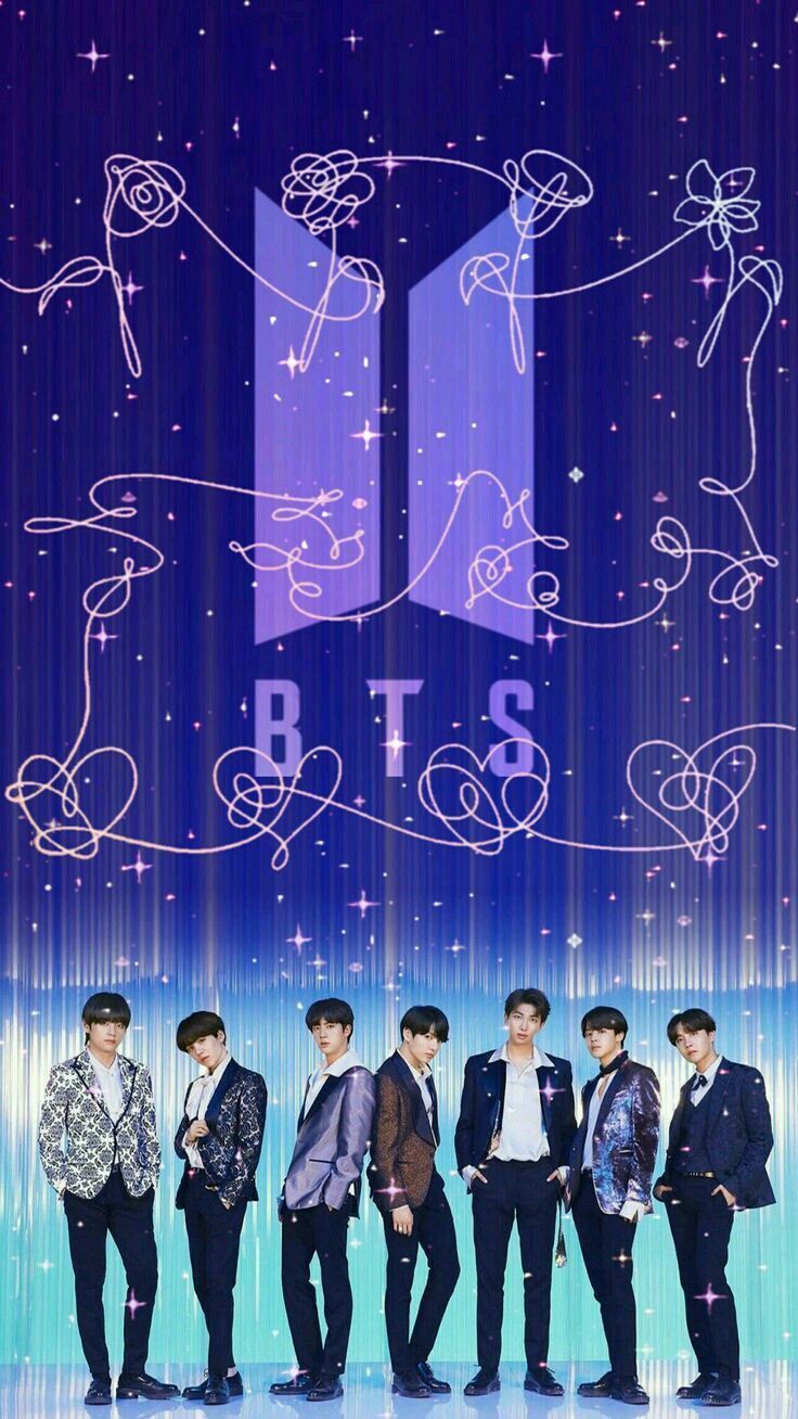 Fondo de pantalla BTS logo con todos los integrantes