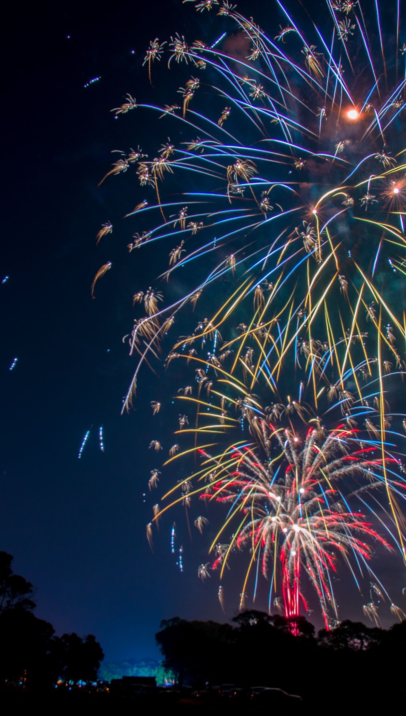 Fuegos artificiales en la noche