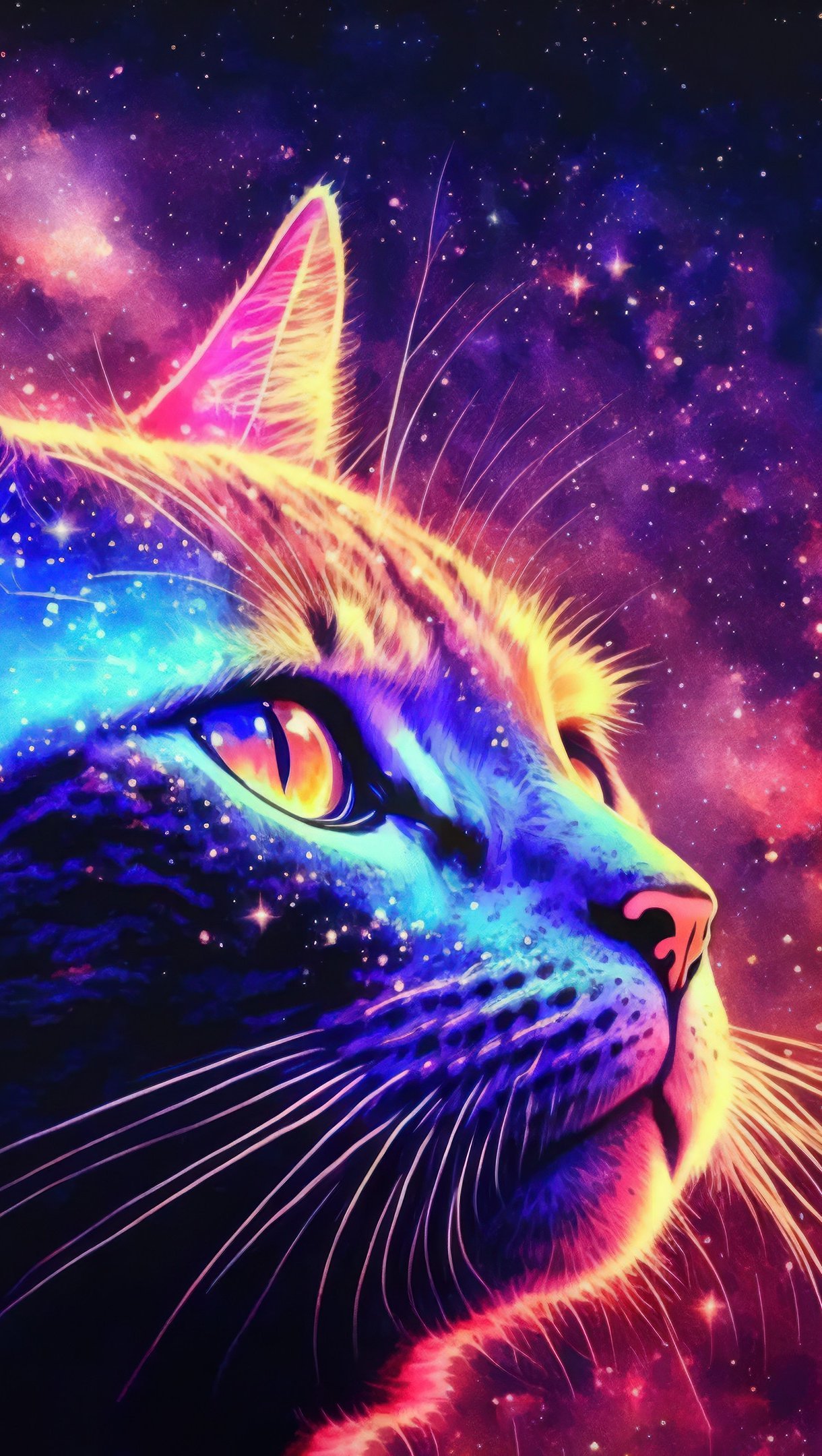 Gato con estrellas de fondo