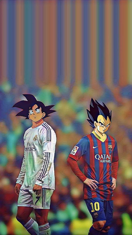 Goku (Cristiano Ronaldo) y Vegeta (Lionel Messi) Futbol