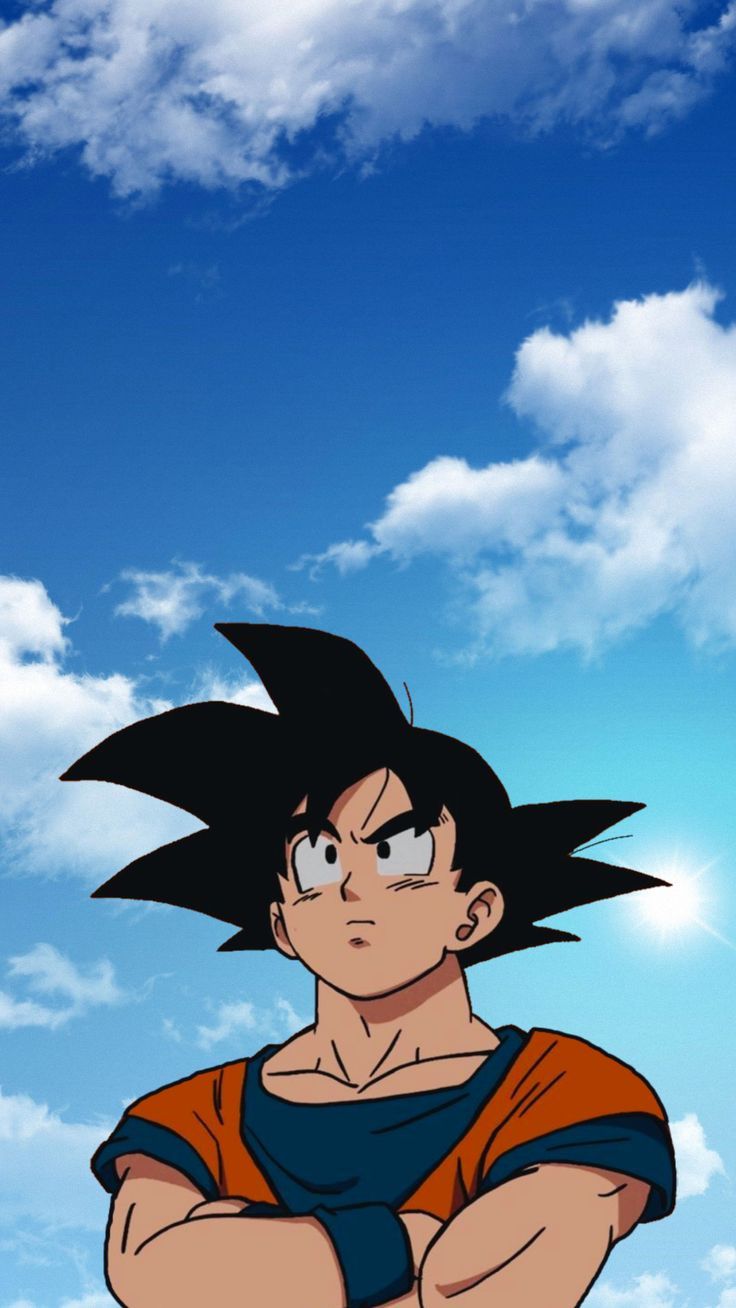 Goku confundido viendo el cielo