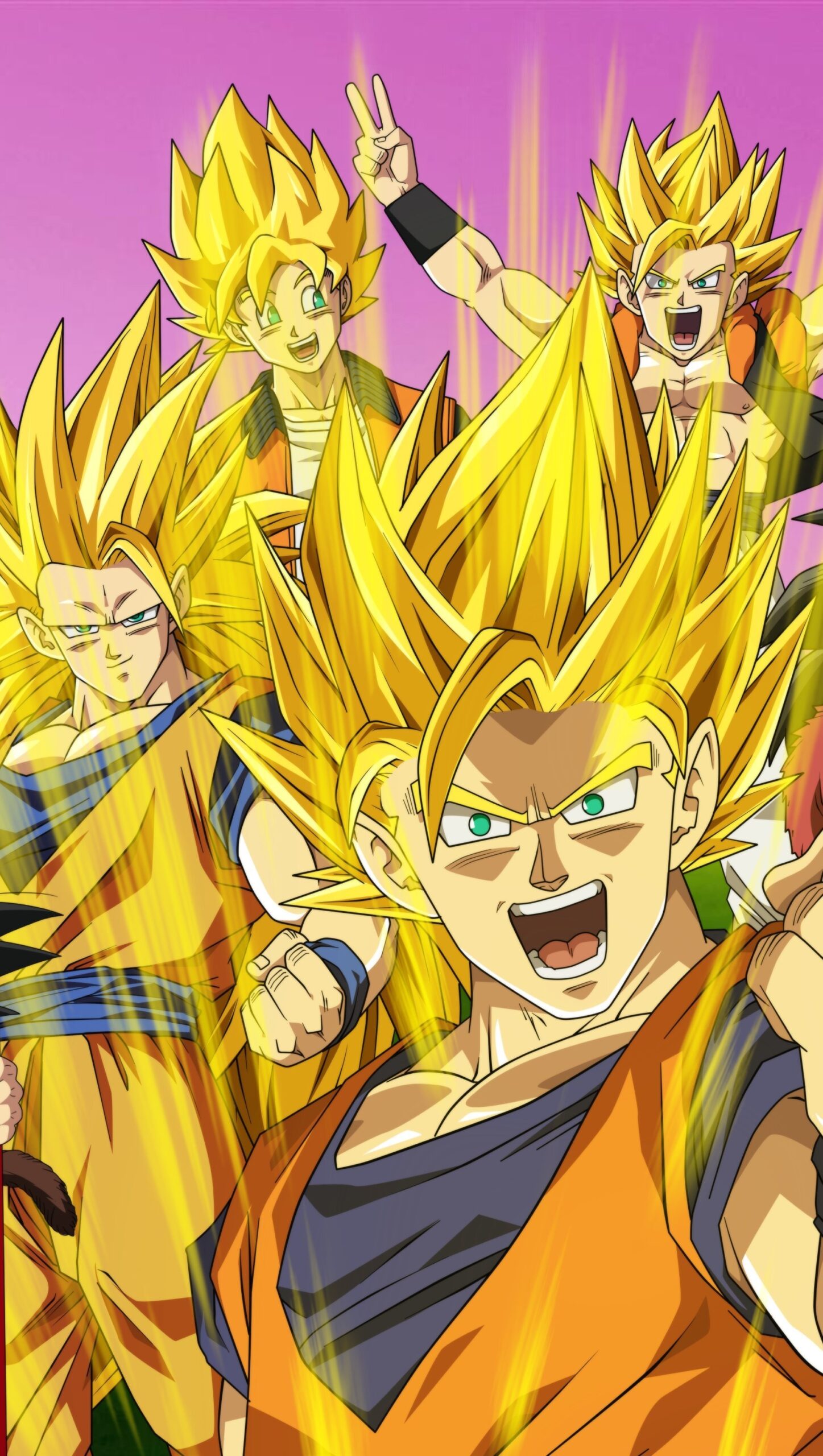 Goku en todas las fases Super saiyajin