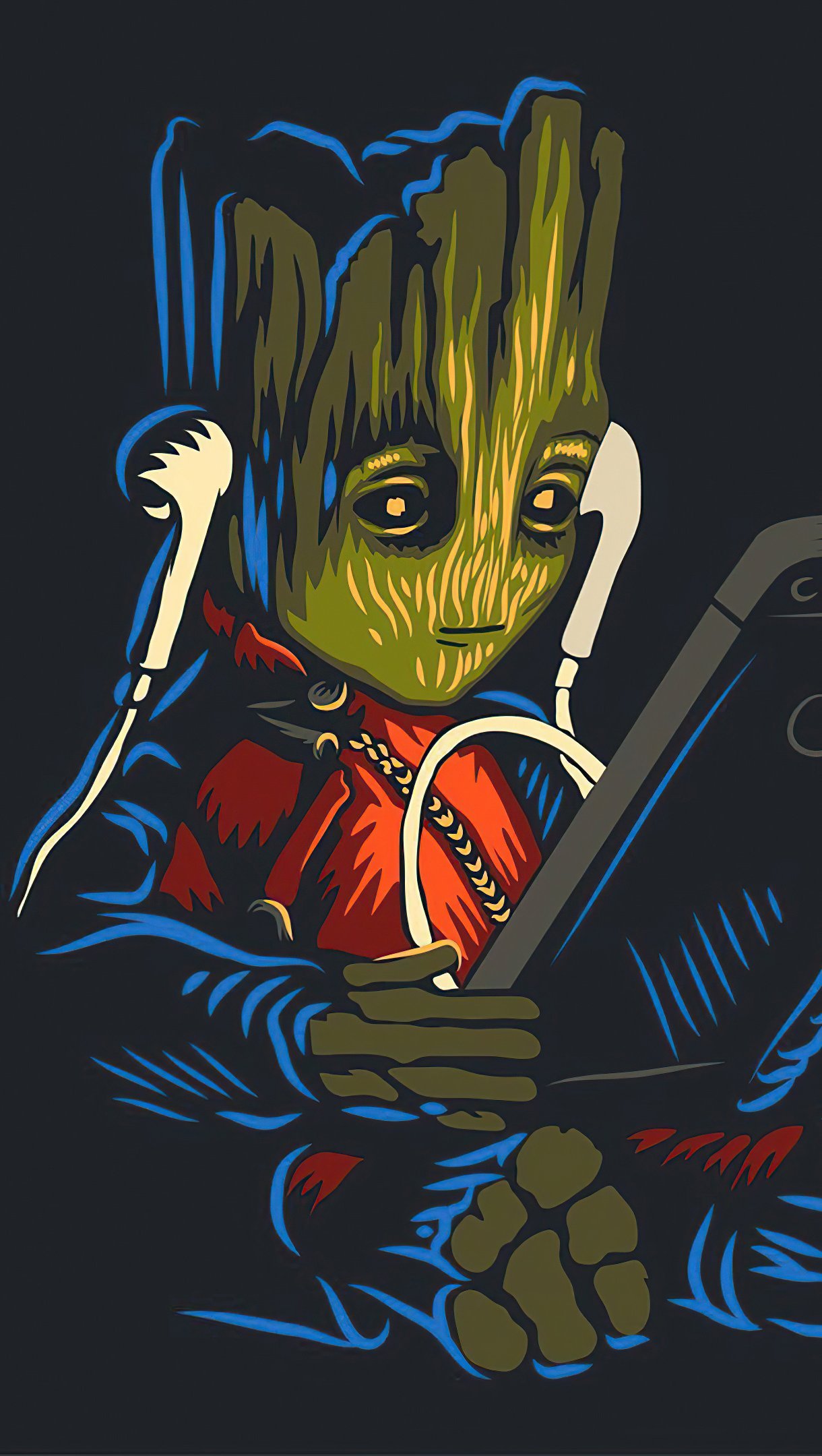 Groot bebé escuchando música