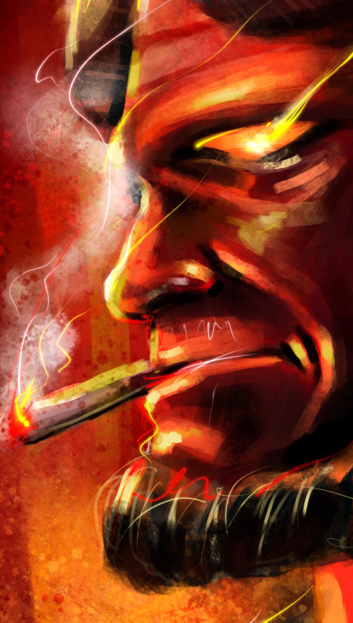 Hellboy con cigarro