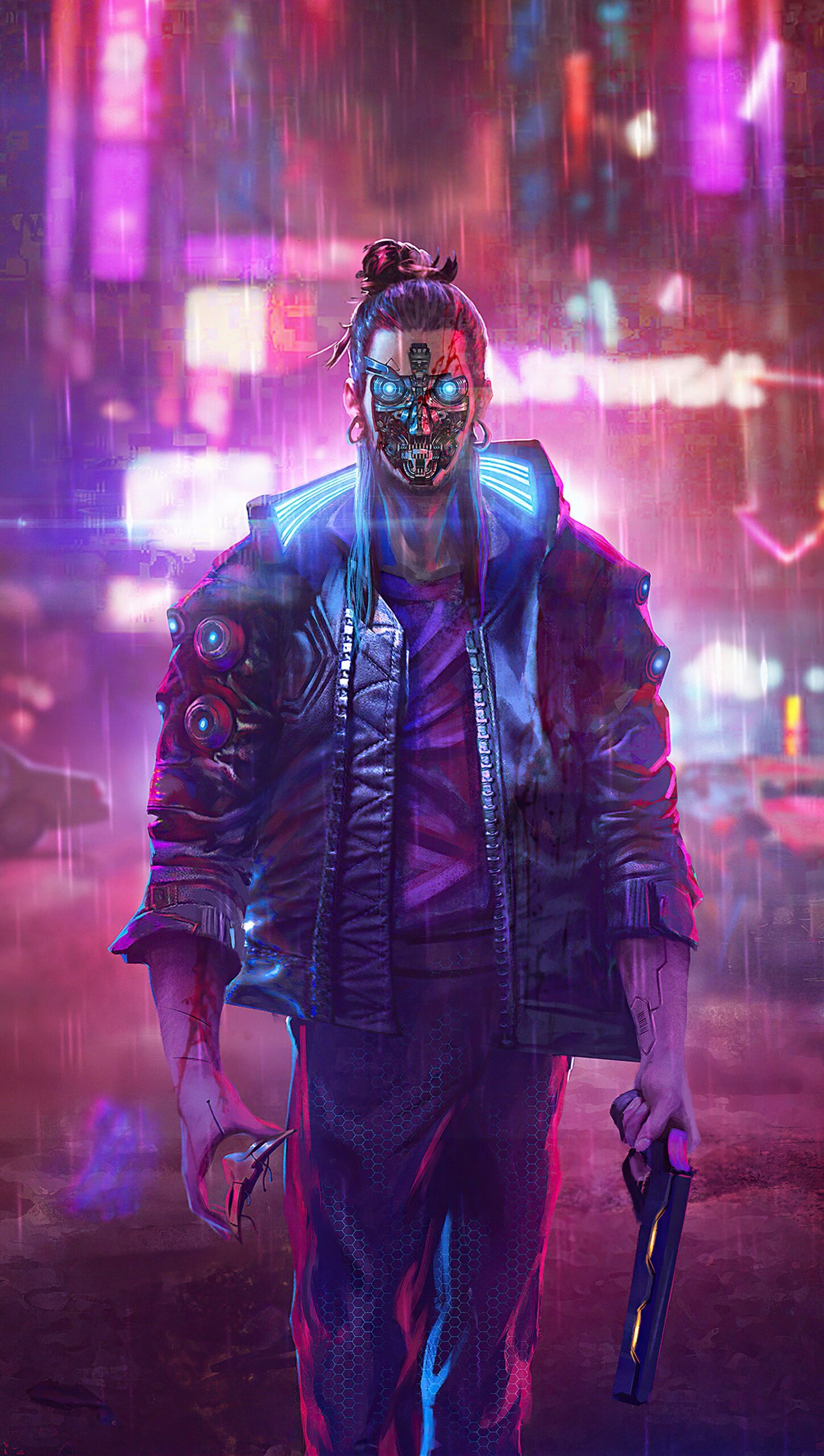 Hombre en la ciudad Cyberpunk 2077