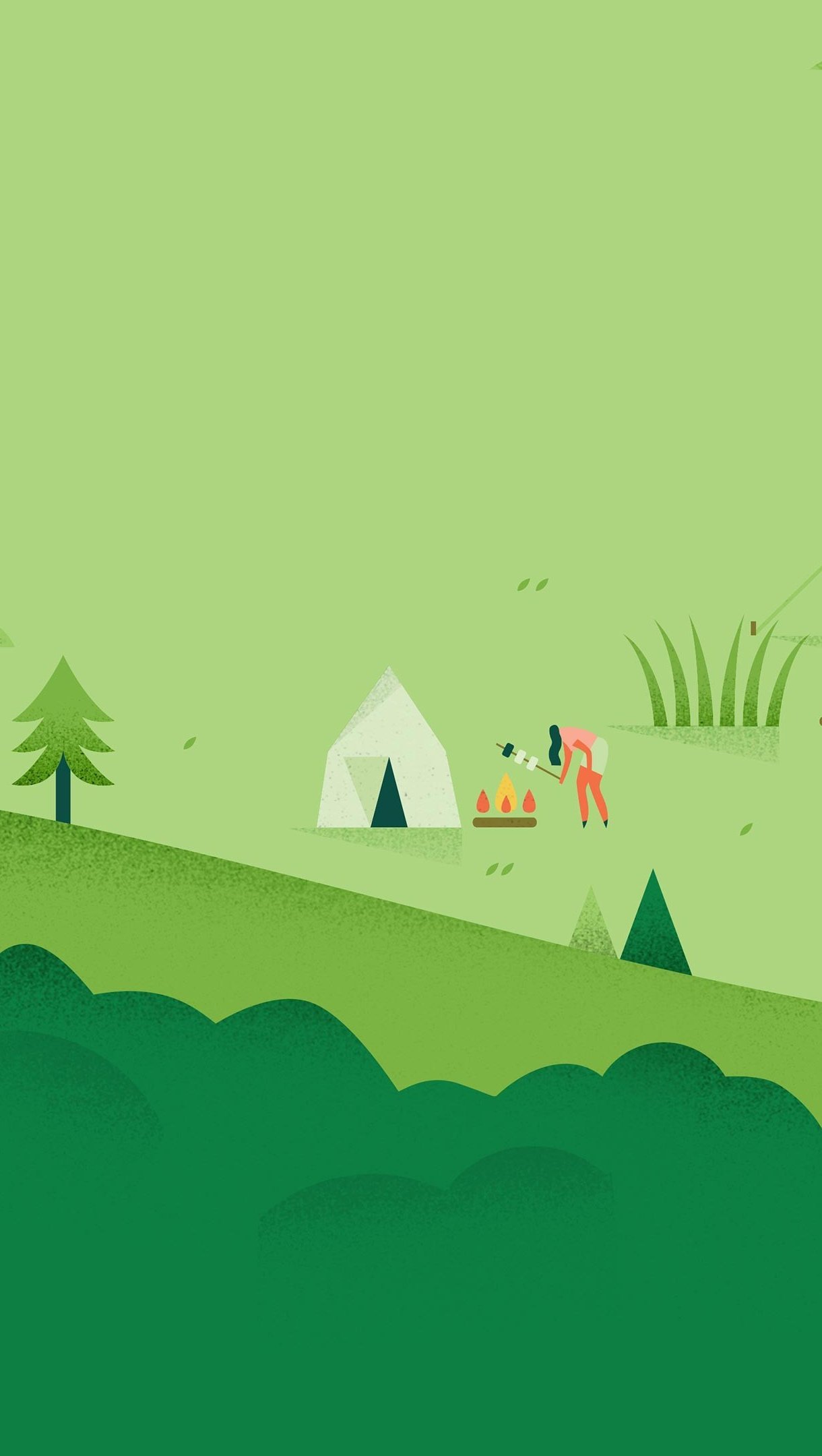 Ilustración campamento en el bosque