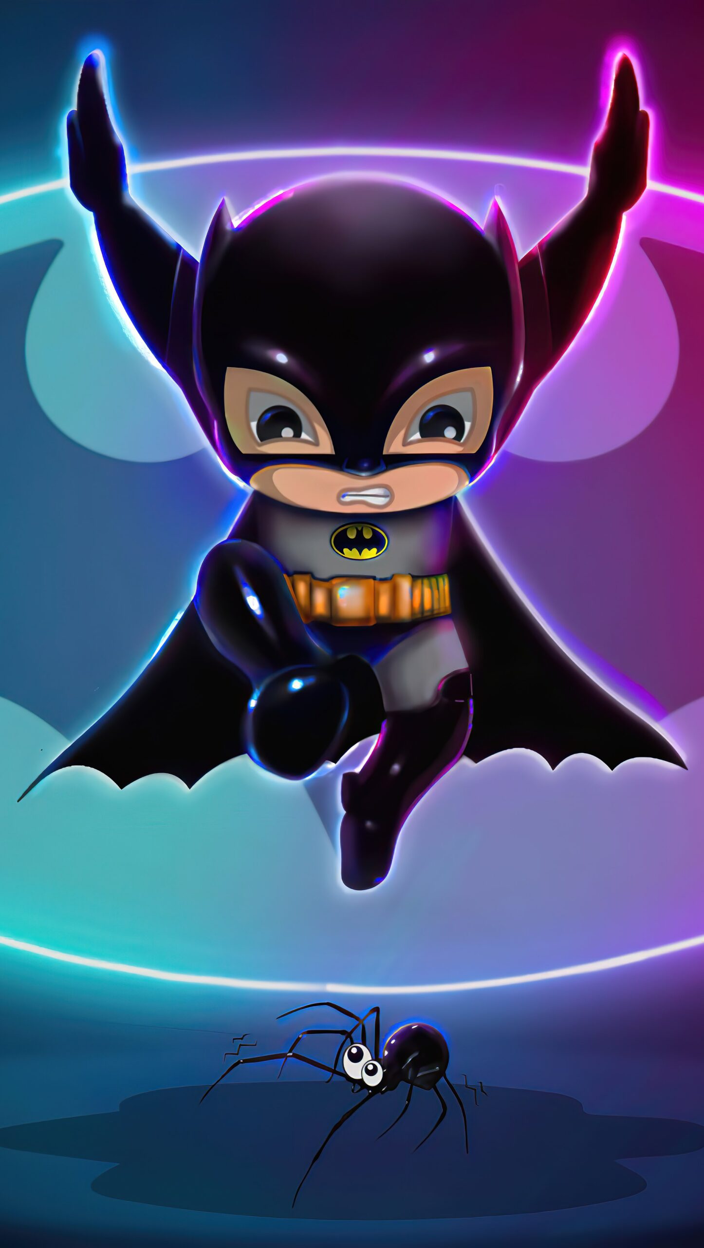 Ilustración de Batman con luces neon