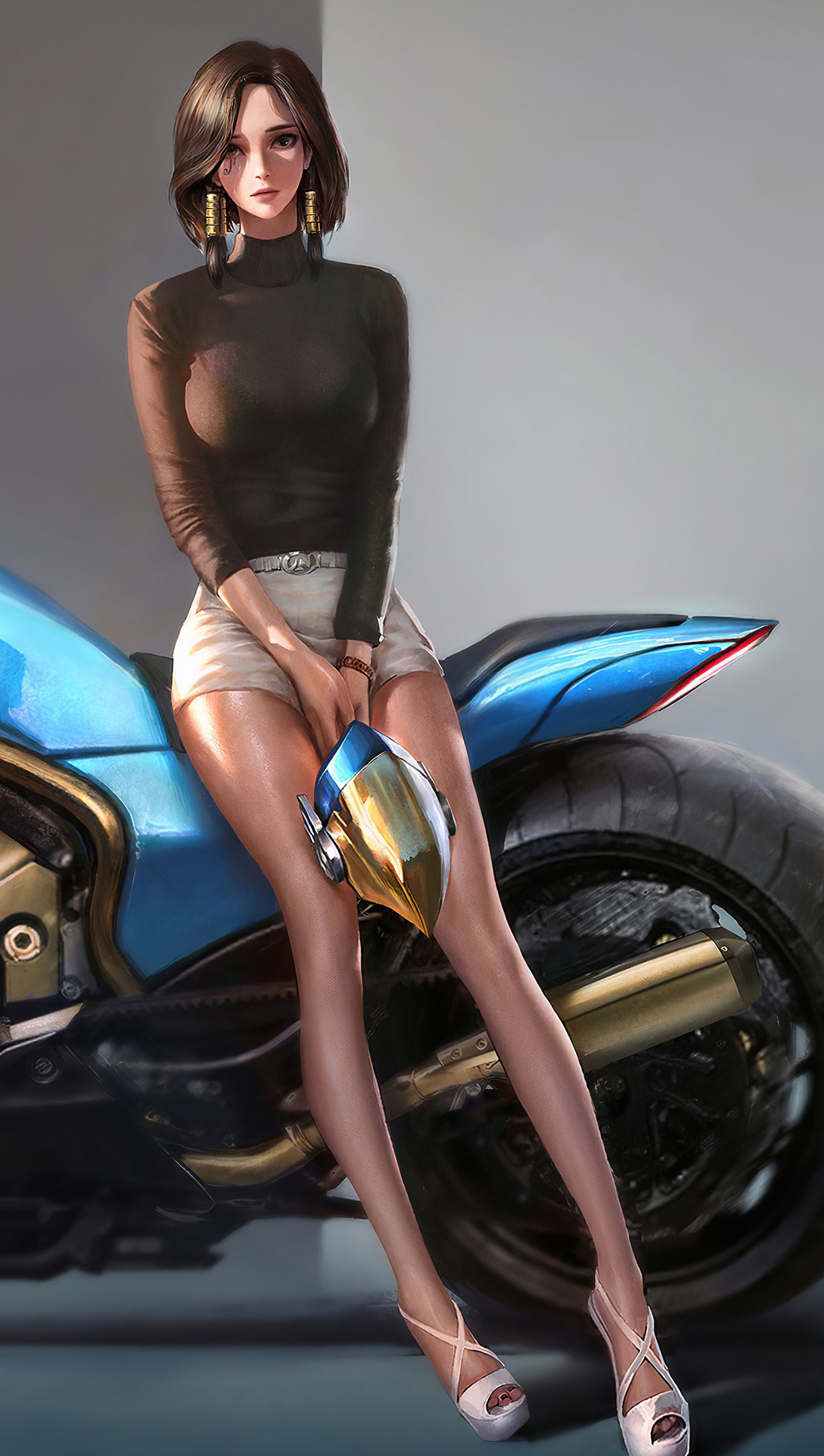 Ilustración de chica en motocicleta