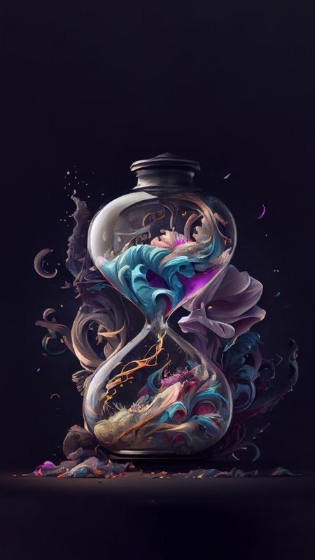 Increíble reloj de arena abstracto con intensos colores