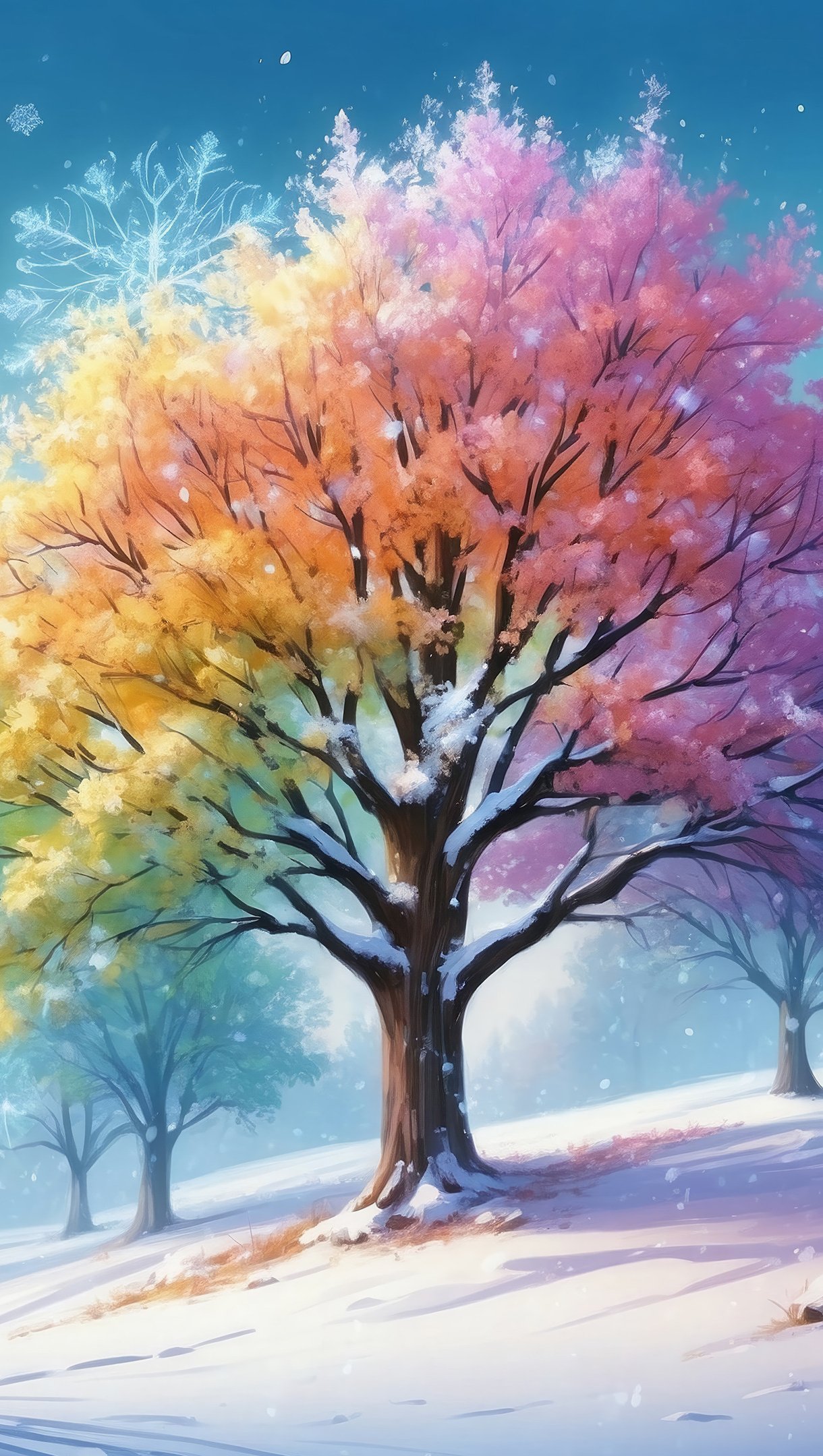 Invierno Nieve árbol colorido