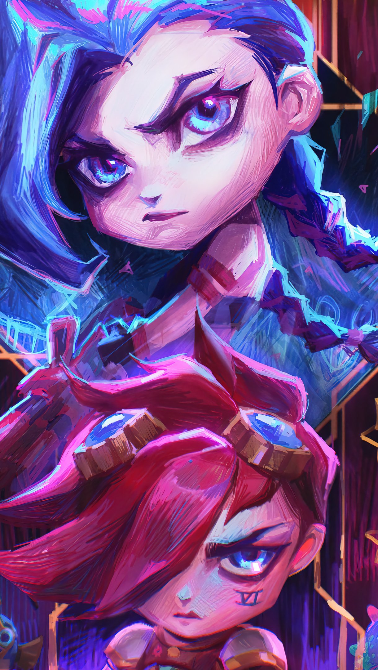 Jinx y Vi de Arcane League of Legends Arte Digital