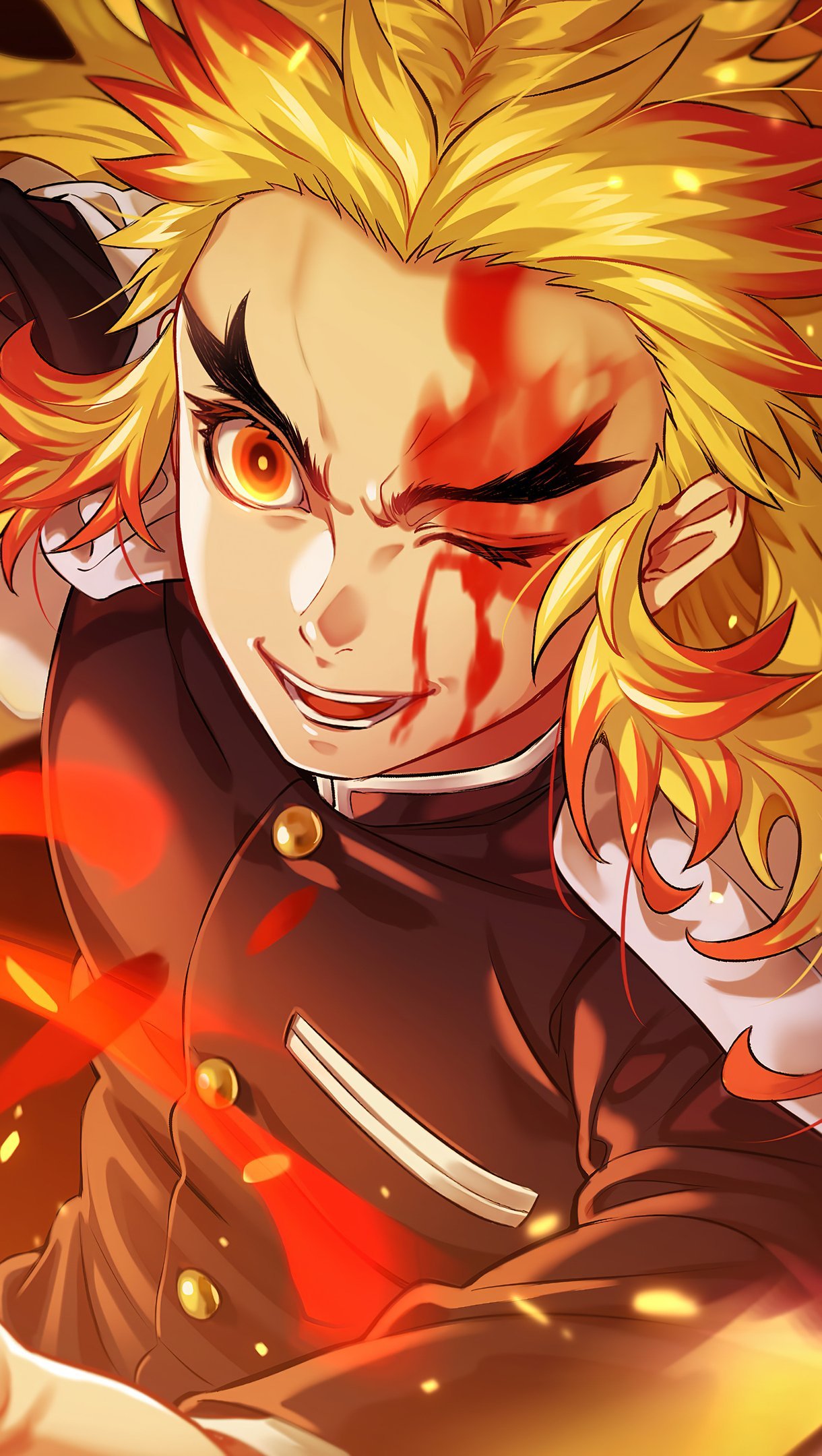 Kyojuro Rengoku con fuego Kimetsu No Yaiba