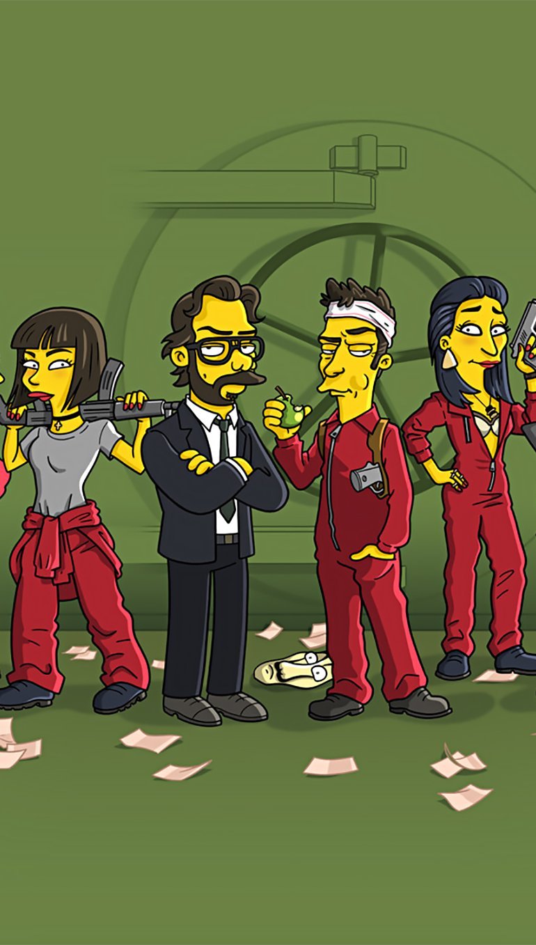 La casa de papel al estilo simpson