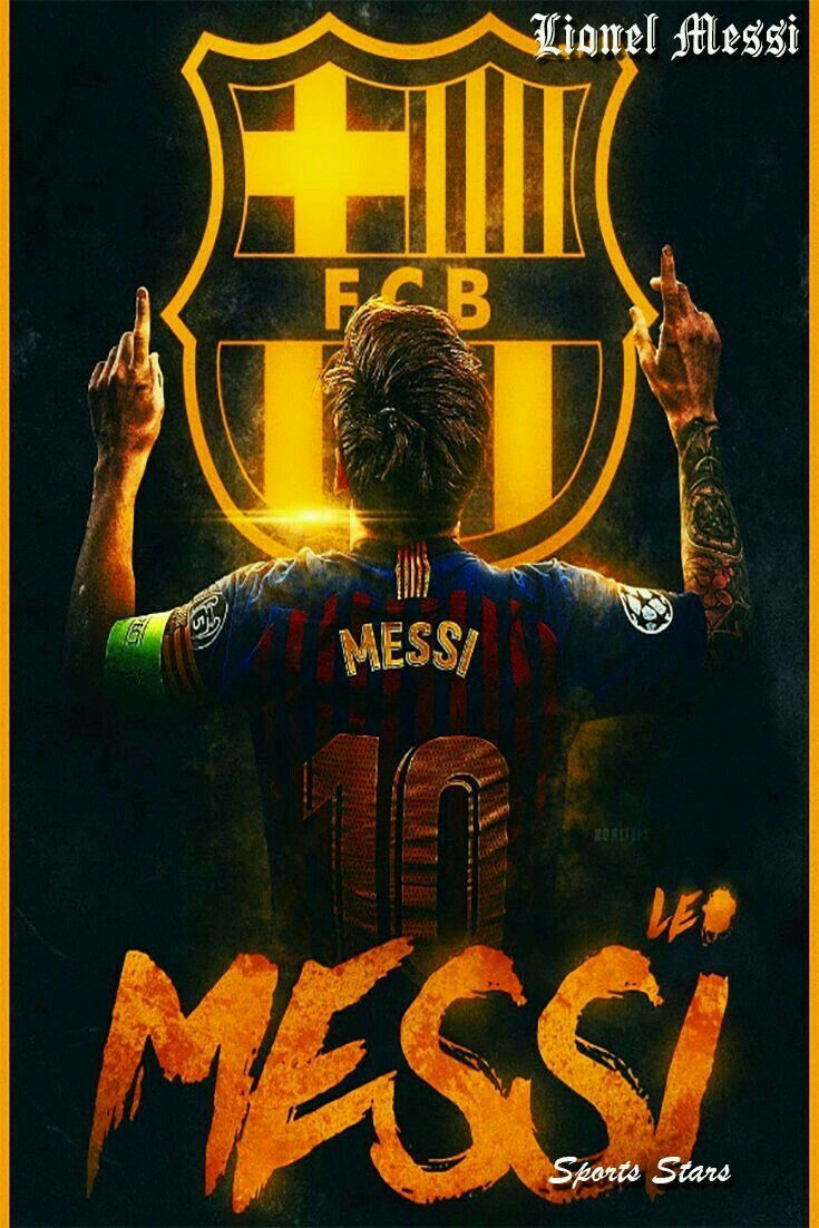 Lionel Messi Logo FC Barcelona Neon amarillo