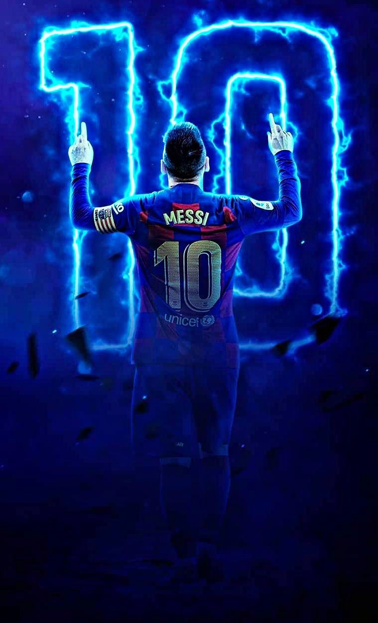 Messi número 10 con neon azul