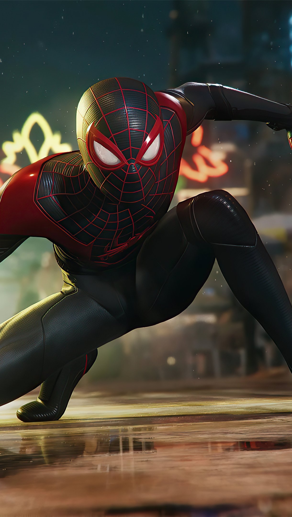 Miles Morales como El hombre araña en ciudad