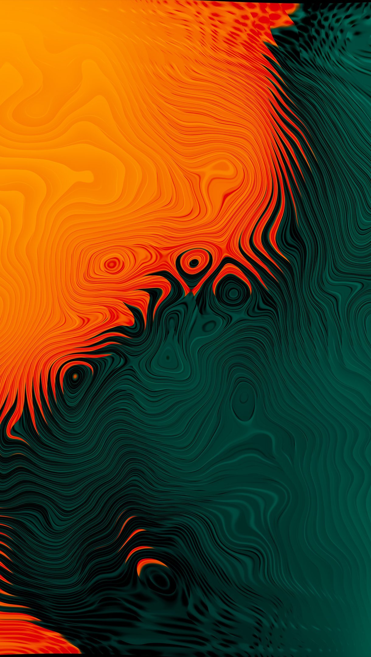 Naranja y verde con olas