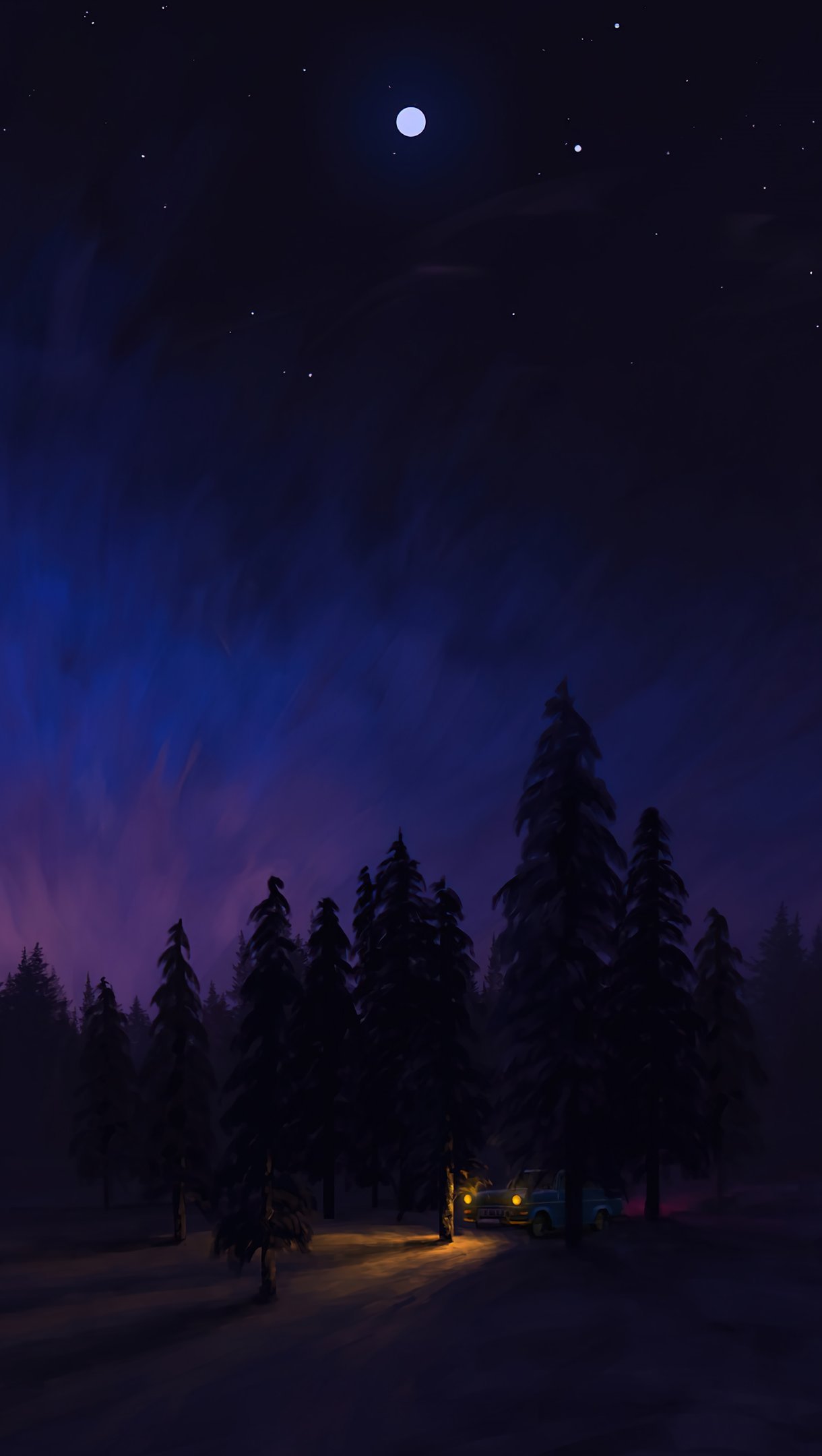 Paisaje nocturno en el bosque Arte digital