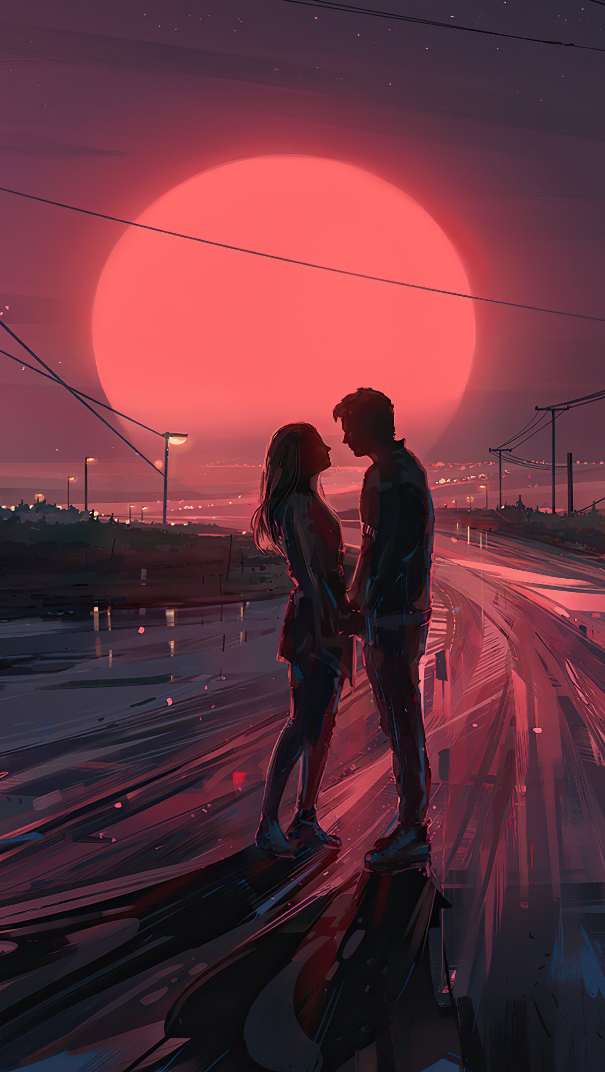 Pareja en el atardecer Ilustración