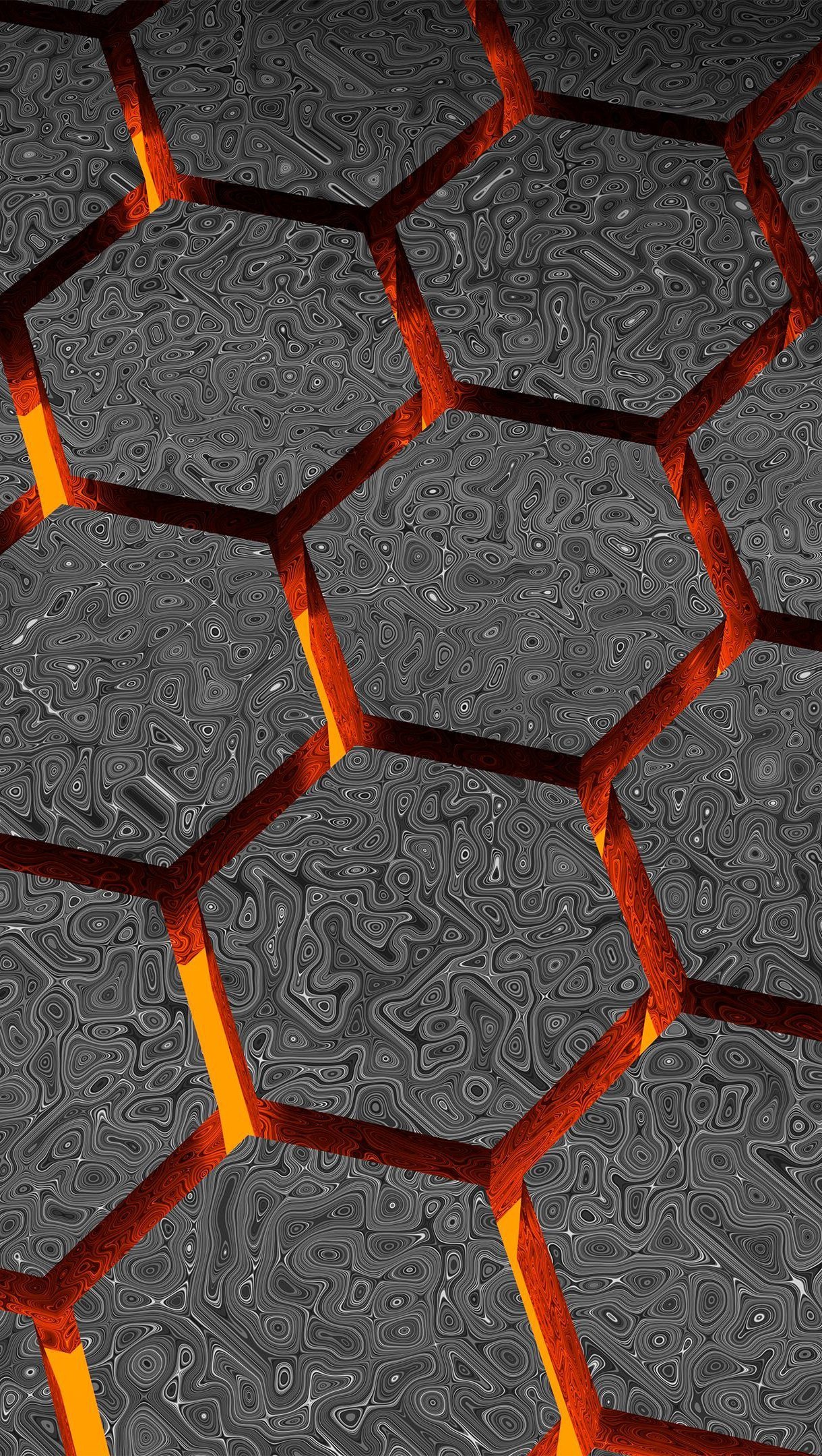 Patrón de hexágonos en lava 3D