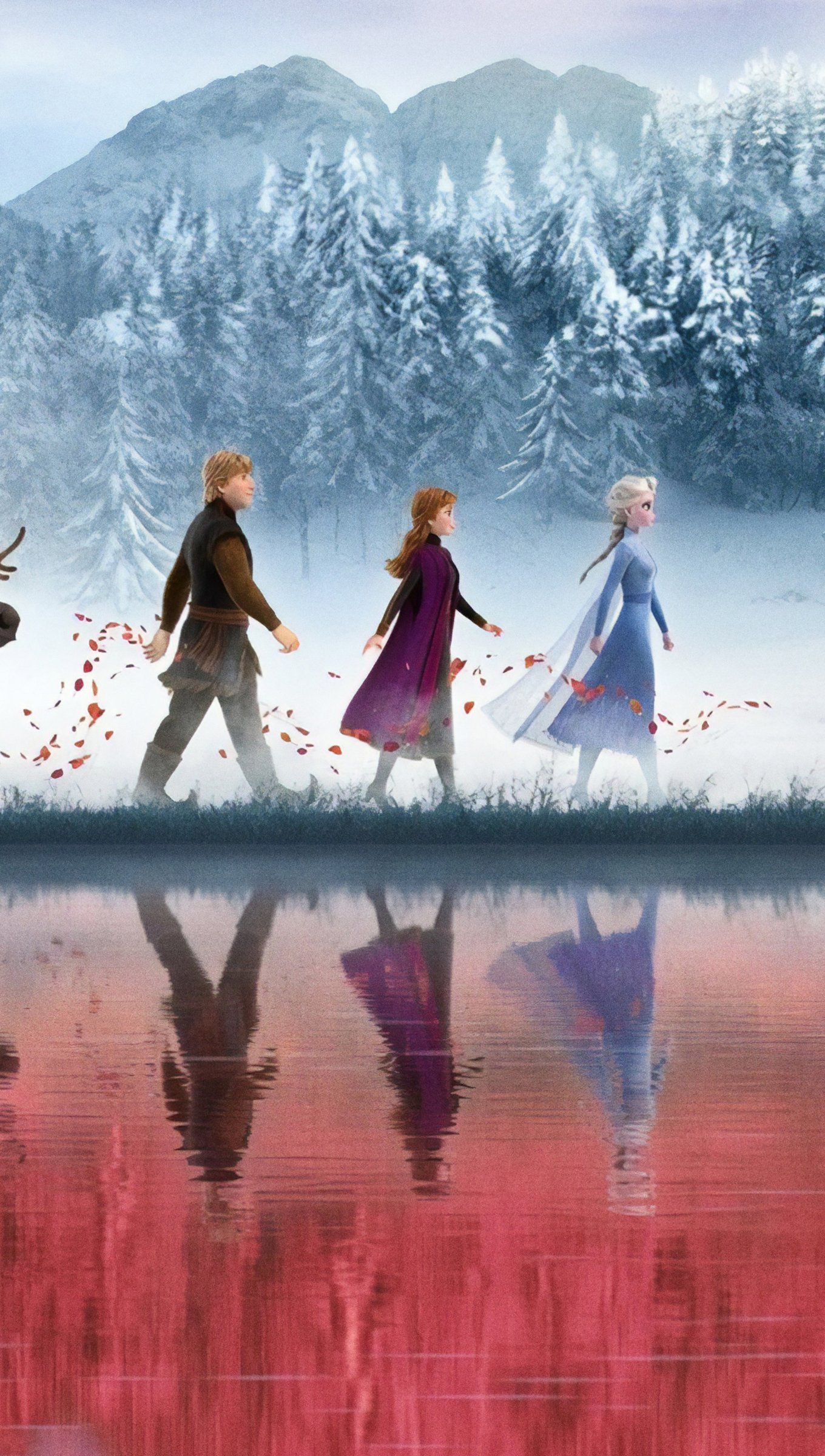 Personajes de Frozen caminando