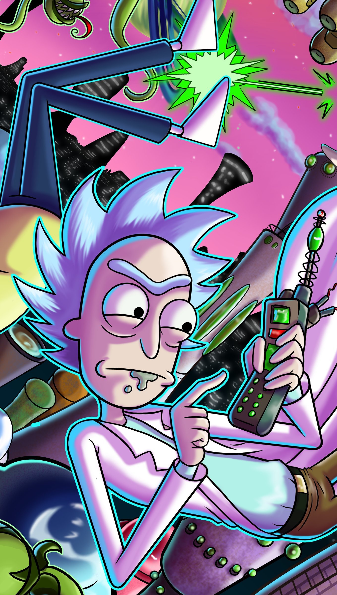 Personajes de Rick y Morty en batalla