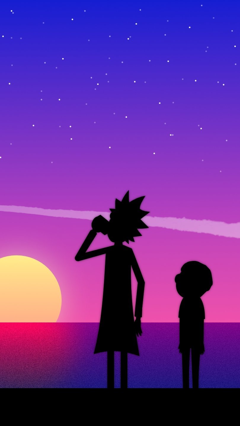 Rick y Morty en atardecer