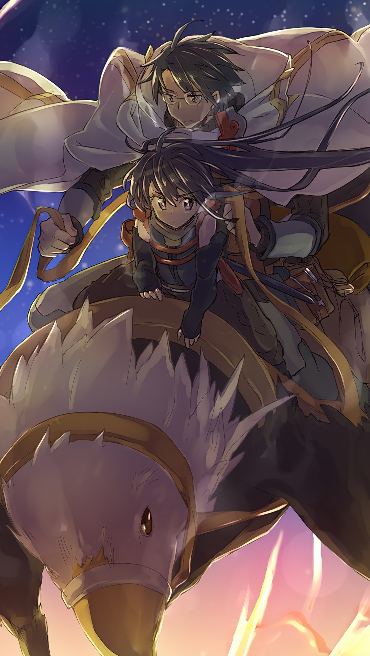 Shiroe y Akaktsuki en un grifo Log Horizon