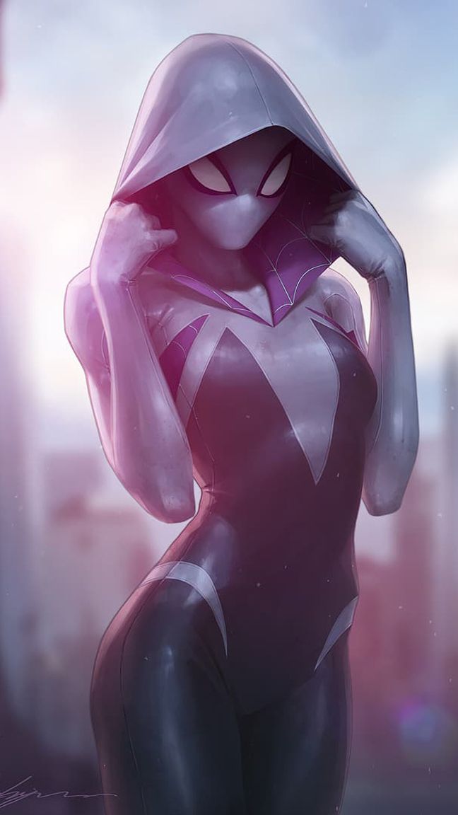 Spider Gwen retrato en 2D y 3D