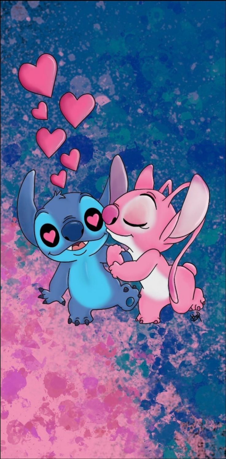 Stitch y Ángel enamorados