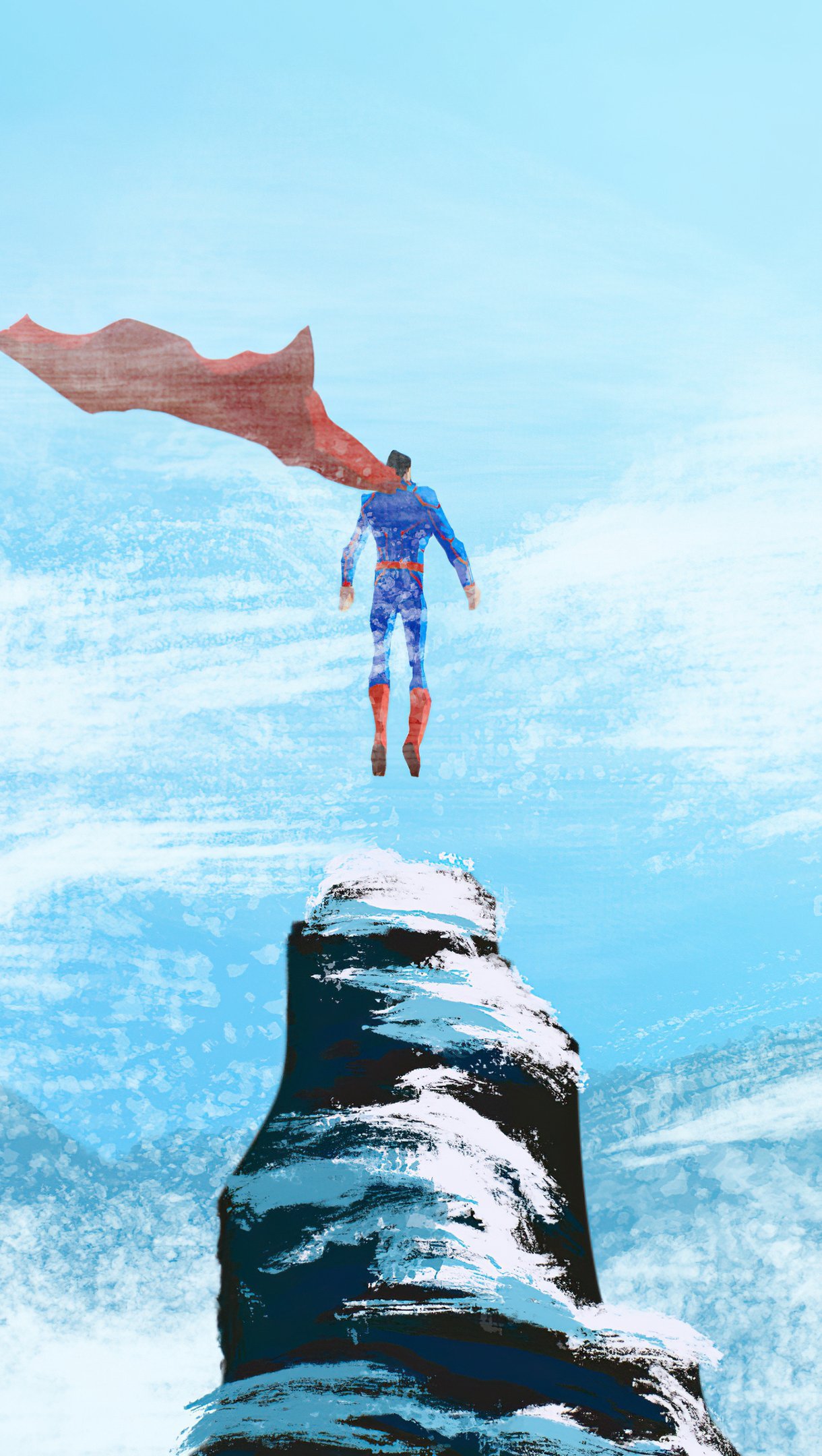 Superman sobre montañas