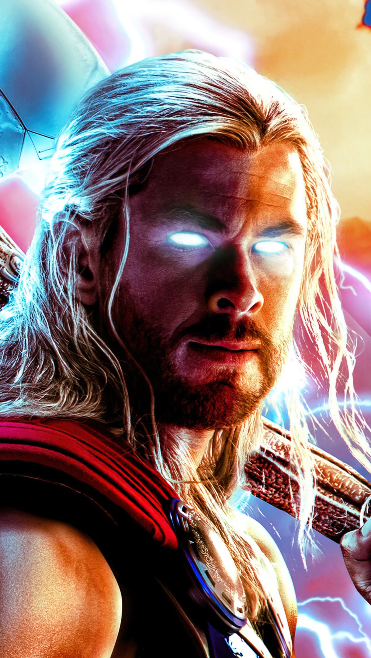 Thor con hacha y ojos brillantes