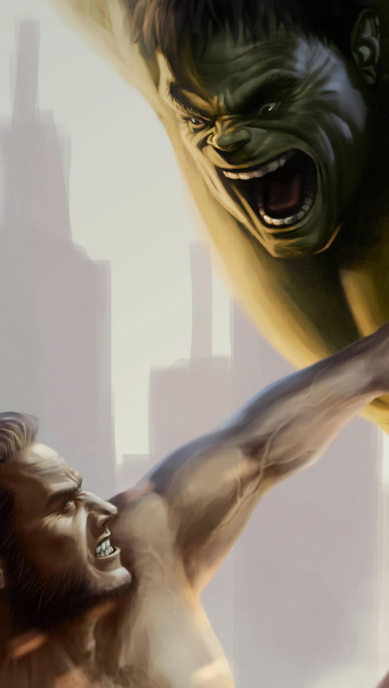 Wolverine peleando con Hulk