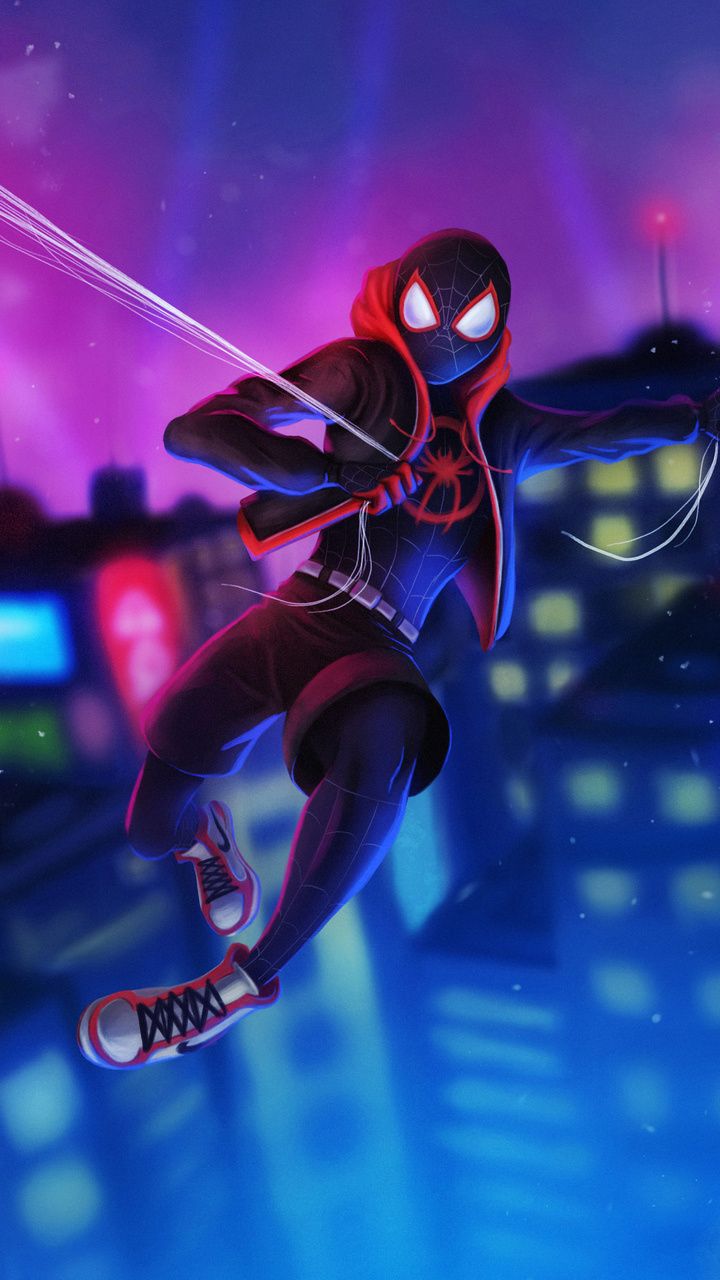 ilustracion de spiderman con capucha fondo epico